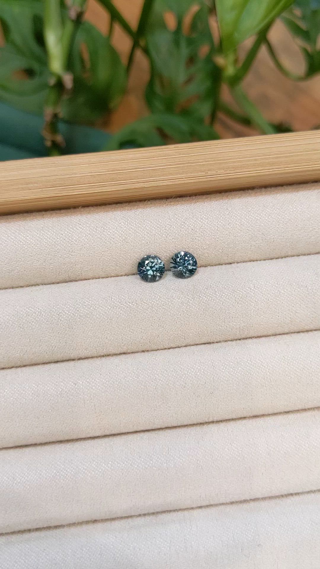 1.52&nbsp;Ct.Tw.Total Carat Weight Greenish Blue Sapphire Pair from Montana Size Video
