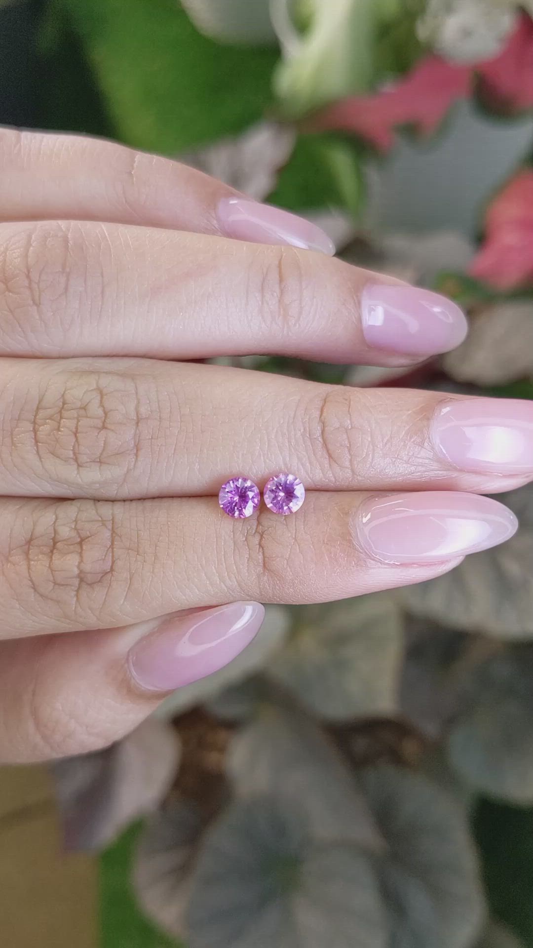 0.91 Ct.Tw.Total Carat Weight Purplish Pink Sapphire Pair from Ceylon (Sri Lanka) Size Video