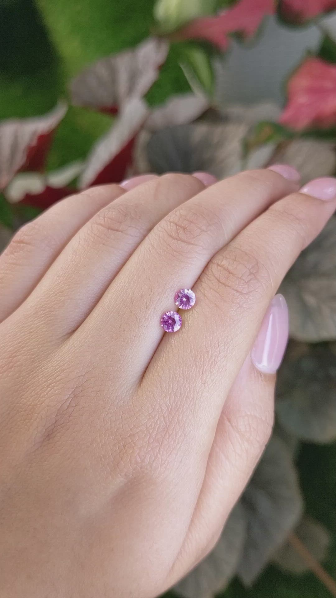 0.91 Ct.Tw.Total Carat Weight Purplish Pink Sapphire Pair from Ceylon (Sri Lanka) Size Video