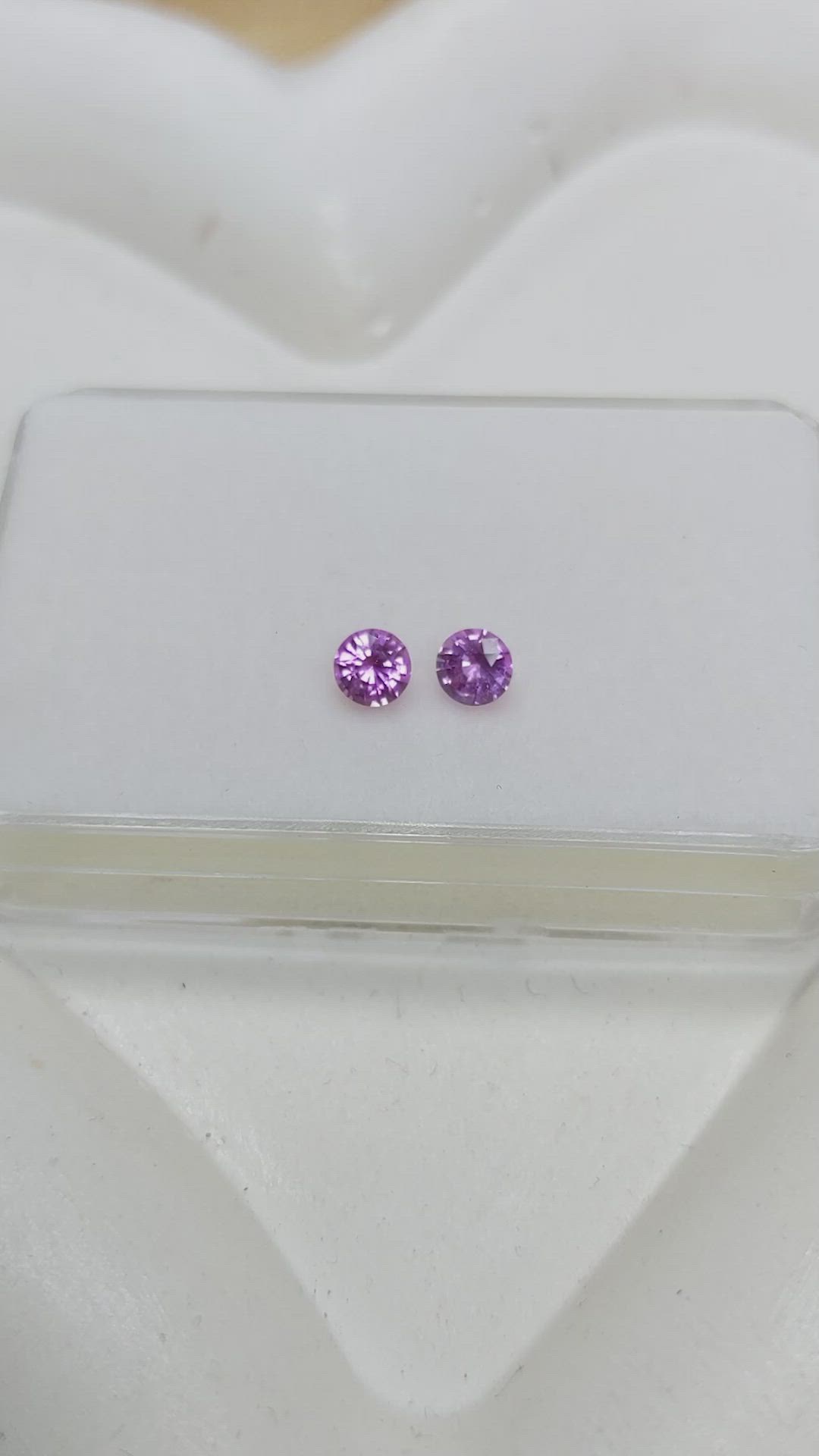 0.91 Ct.Tw.Total Carat Weight Purplish Pink Sapphire Pair from Ceylon (Sri Lanka) Size Video