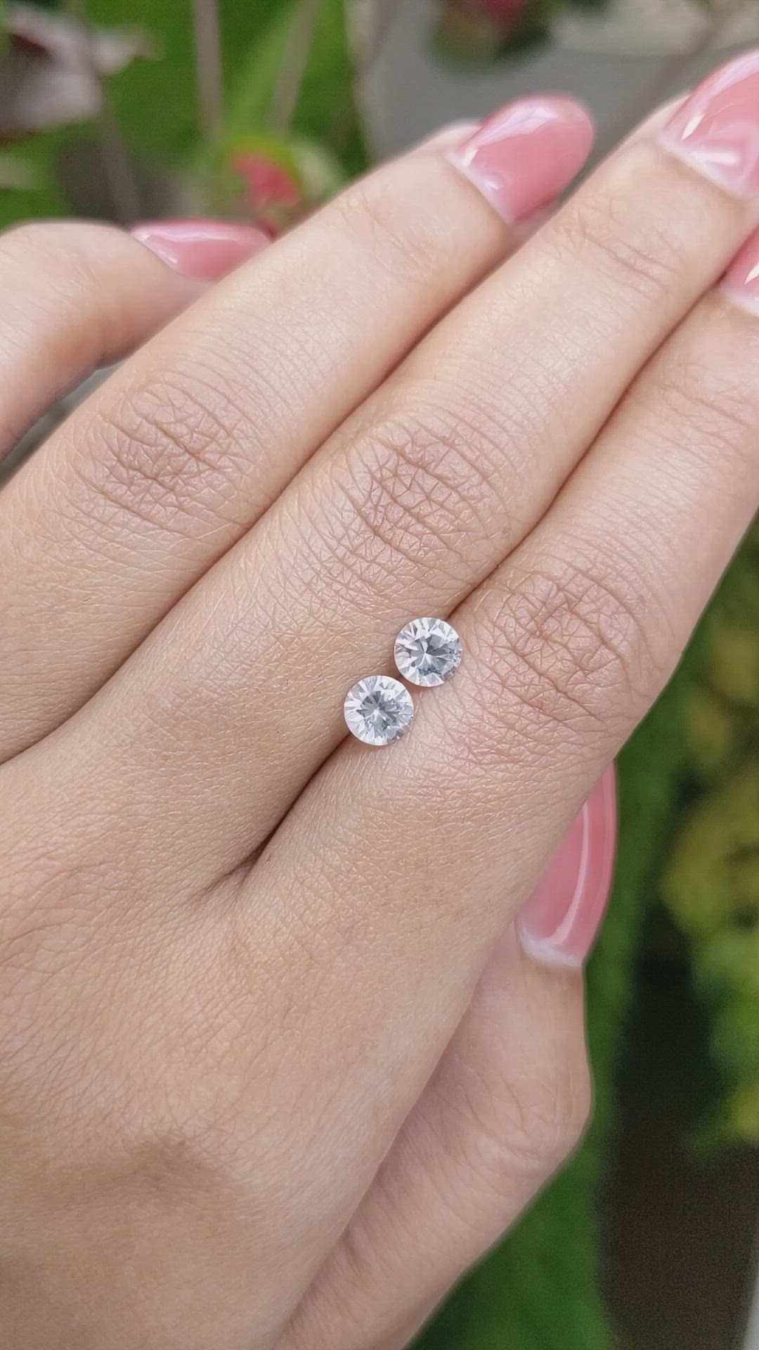 1.15 Ct.Tw.Total Carat Weight White Sapphire Pair from Ceylon (Sri Lanka) Size Video