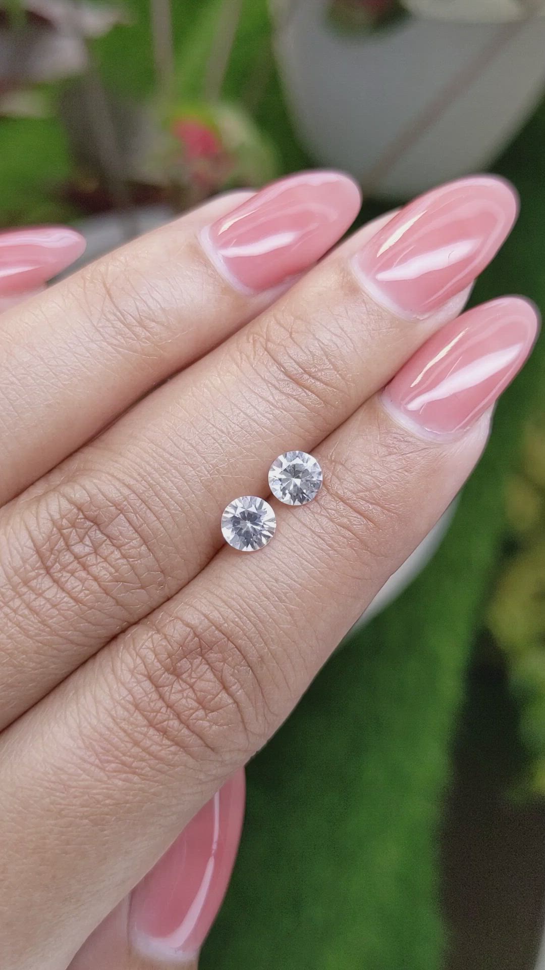 1.15 Ct.Tw.Total Carat Weight White Sapphire Pair from Ceylon (Sri Lanka) Size Video