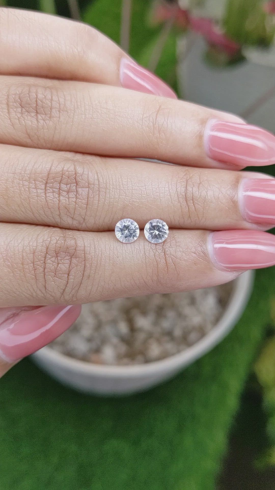 1.15 Ct.Tw.Total Carat Weight White Sapphire Pair from Ceylon (Sri Lanka) Size Video