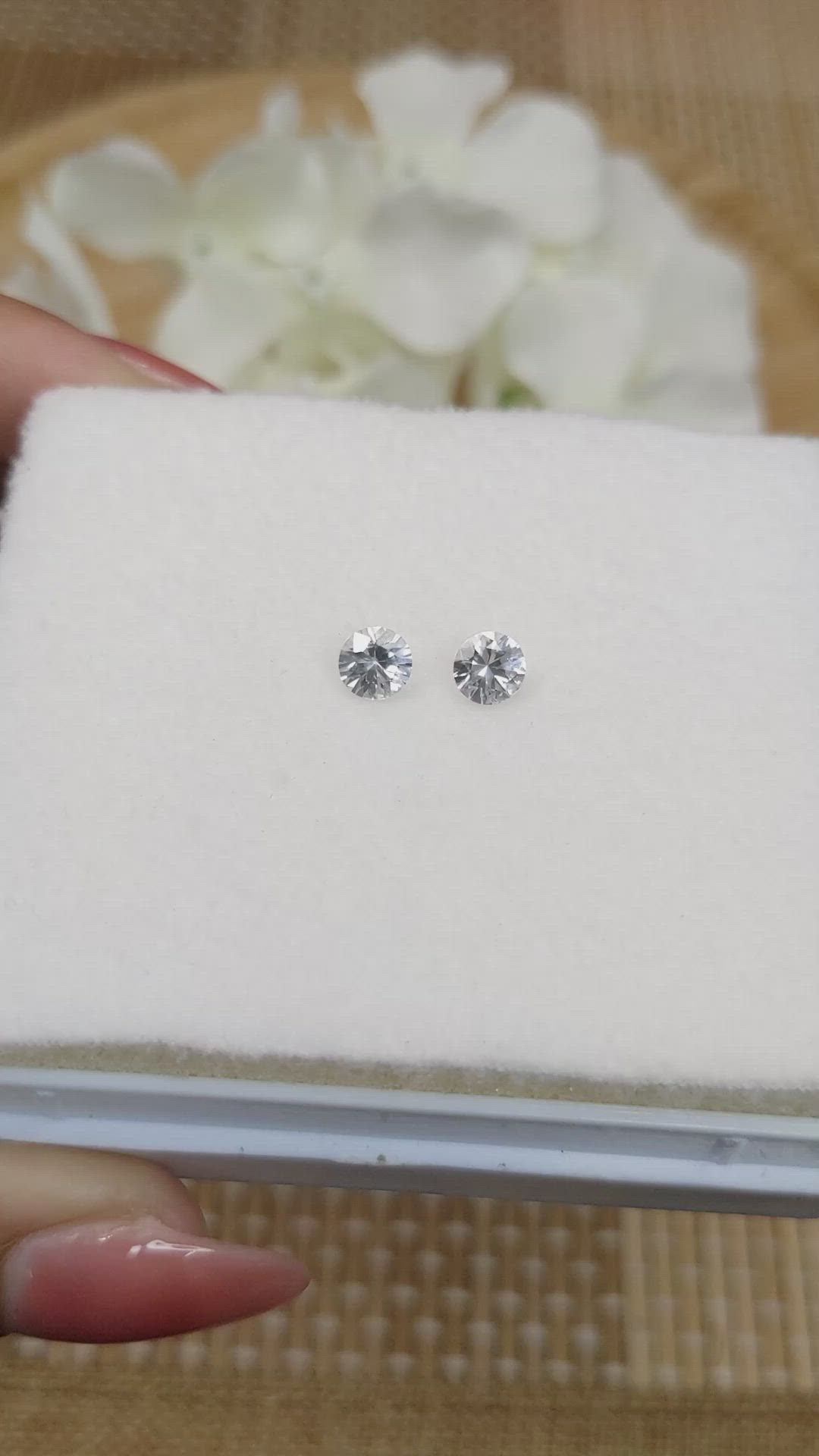 1.15 Ct.Tw.Total Carat Weight White Sapphire Pair from Ceylon (Sri Lanka) Size Video