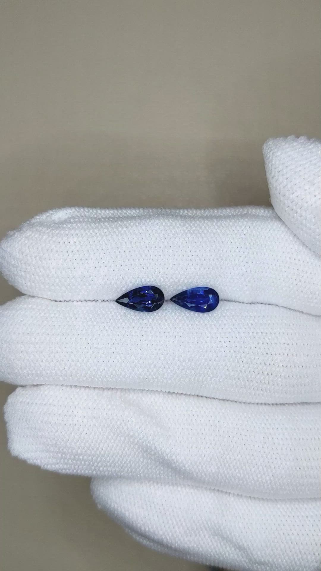 1.82 Ct.Tw.Total Carat Weight Blue Sapphire Pair from Ceylon (Sri Lanka) Size Video