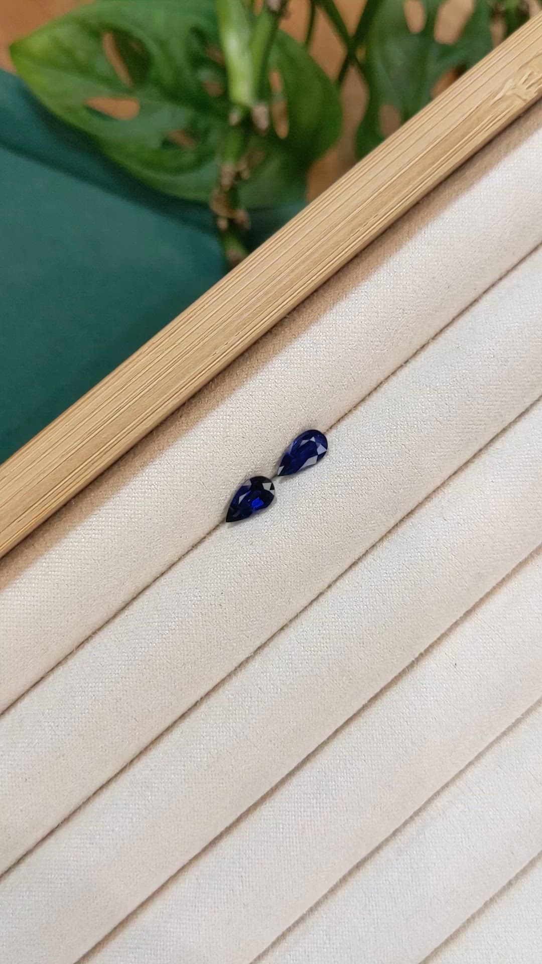 1.82 Ct.Tw.Total Carat Weight Blue Sapphire Pair from Ceylon (Sri Lanka) Size Video