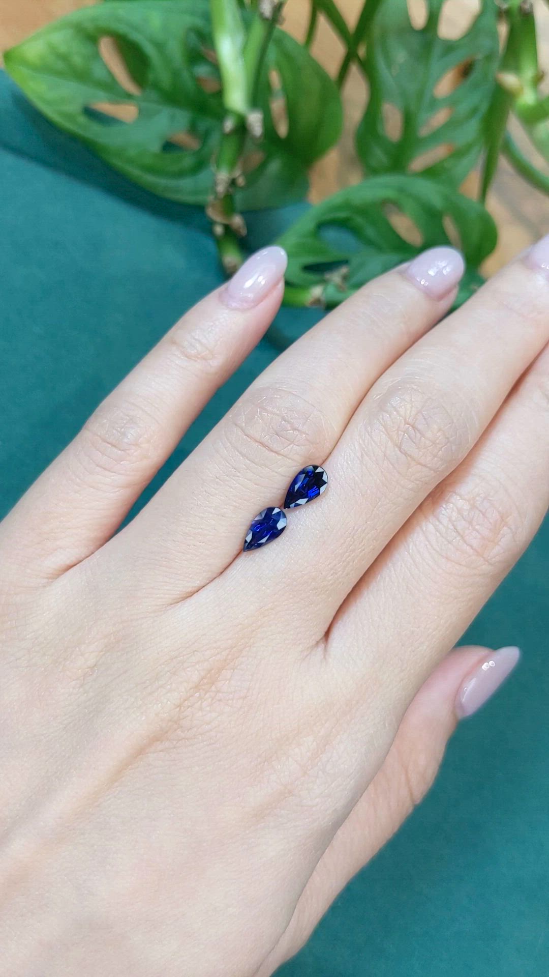 1.82 Ct.Tw.Total Carat Weight Blue Sapphire Pair from Ceylon (Sri Lanka) Size Video