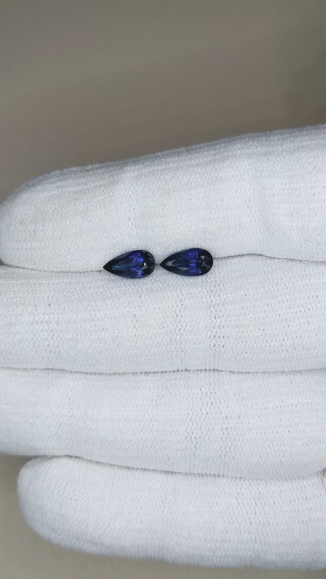2.02 Ct.Tw.Total Carat Weight Blue Sapphire Pair from Ceylon (Sri Lanka) Size Video