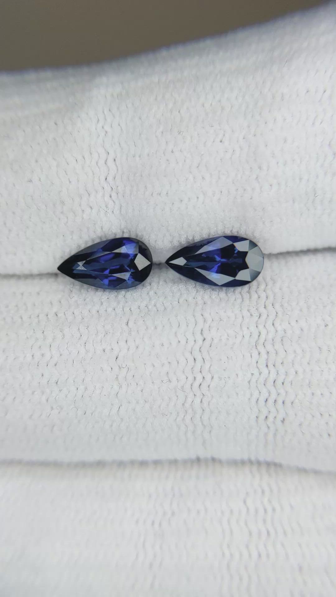 2.02 Ct.Tw.Total Carat Weight Blue Sapphire Pair from Ceylon (Sri Lanka) Size Video