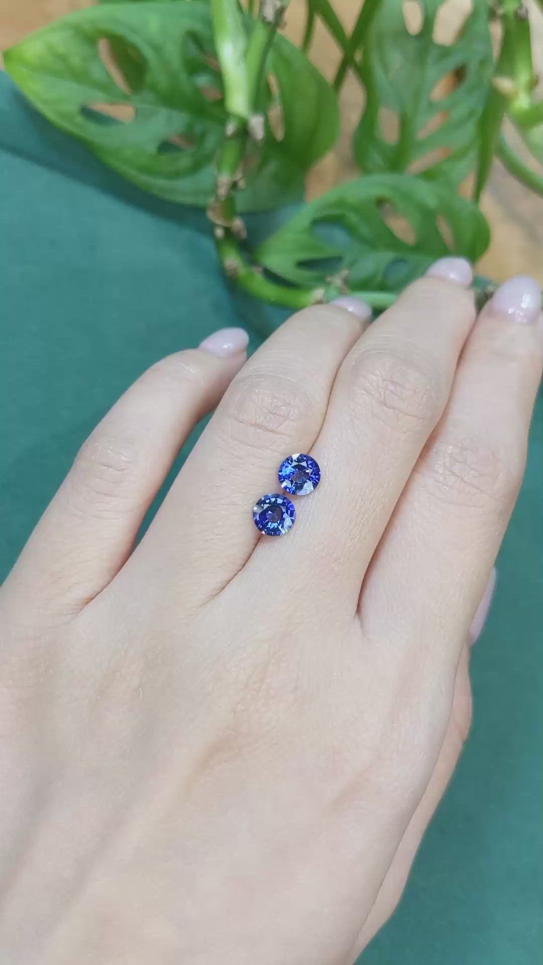 2.04 Ct.Tw.Total Carat Weight Blue Sapphire Pair from Ceylon (Sri Lanka) Size Video