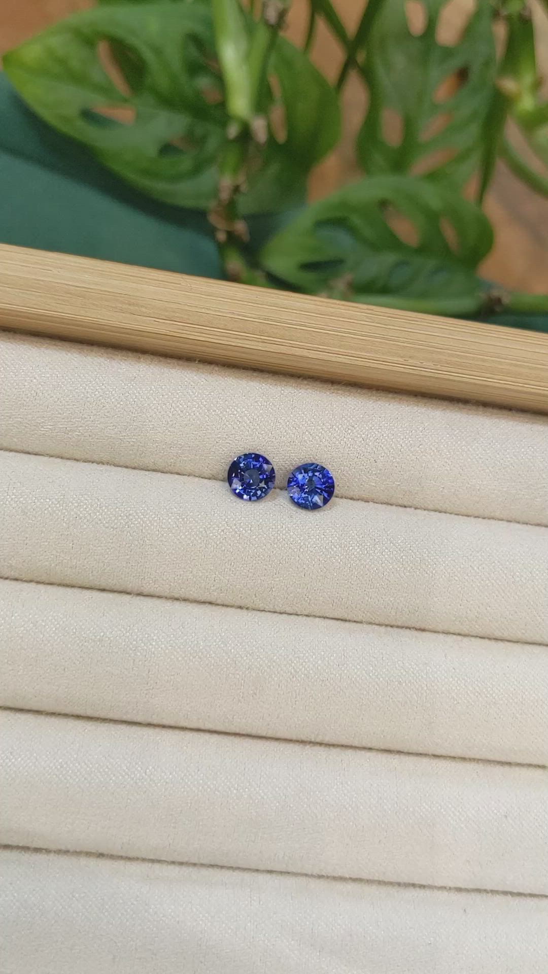 2.04 Ct.Tw.Total Carat Weight Blue Sapphire Pair from Ceylon (Sri Lanka) Size Video