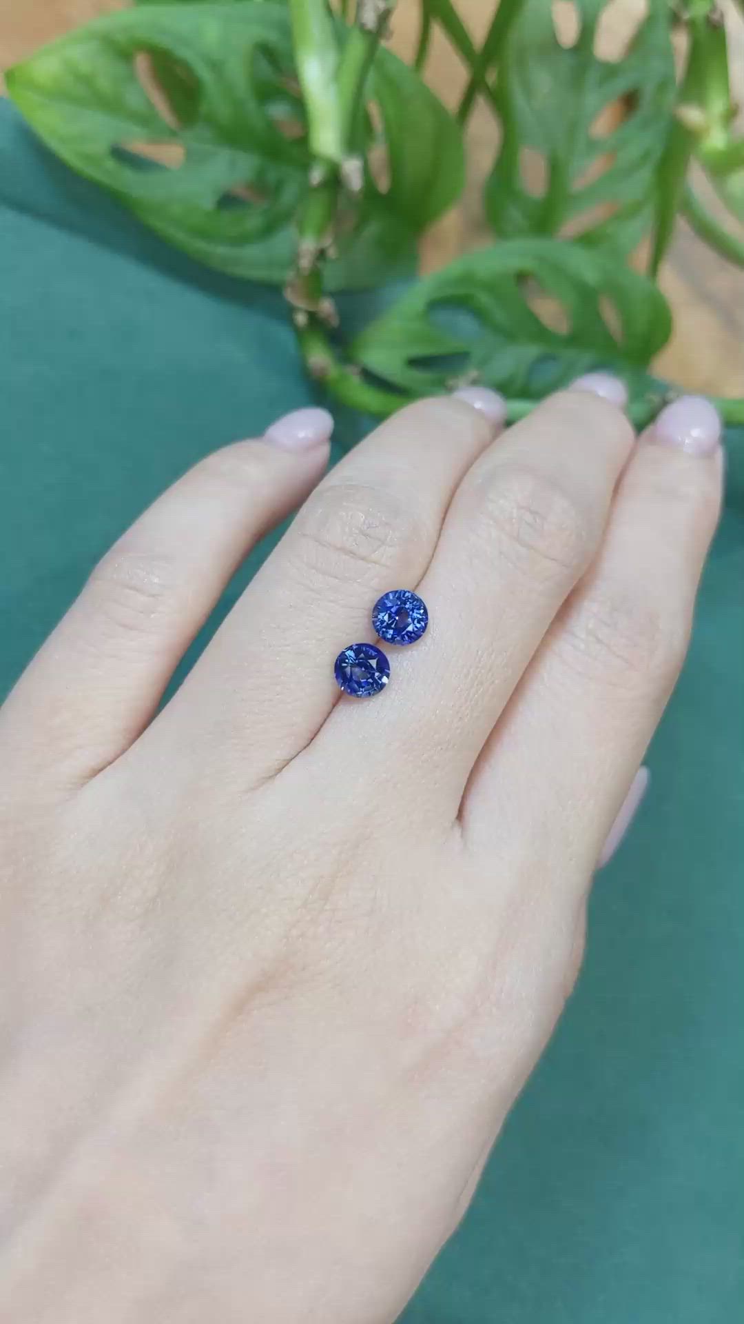 2.29 Ct.Tw.Total Carat Weight Blue Sapphire Pair from Ceylon (Sri Lanka) Size Video