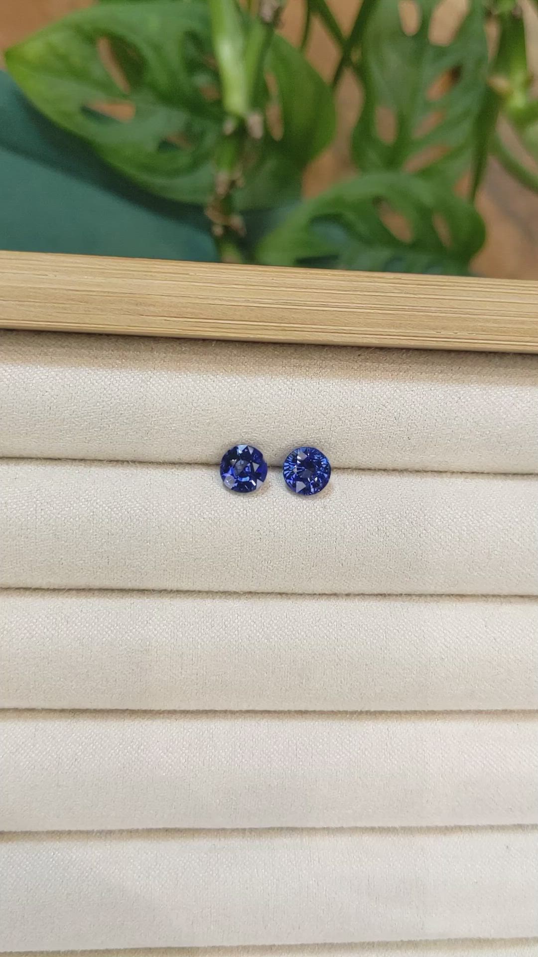 2.29 Ct.Tw.Total Carat Weight Blue Sapphire Pair from Ceylon (Sri Lanka) Size Video