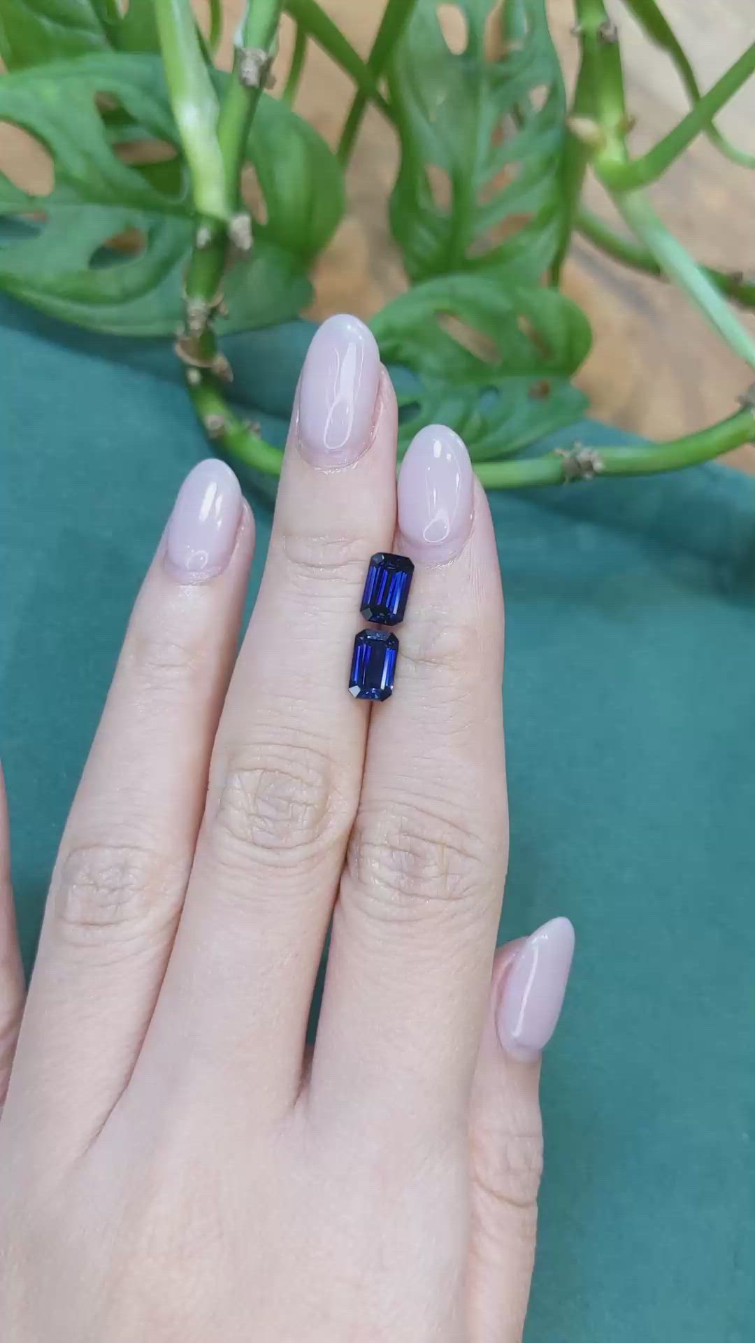 3.13 Ct.Tw.Total Carat Weight Blue Sapphire Pair from Ceylon (Sri Lanka) Size Video