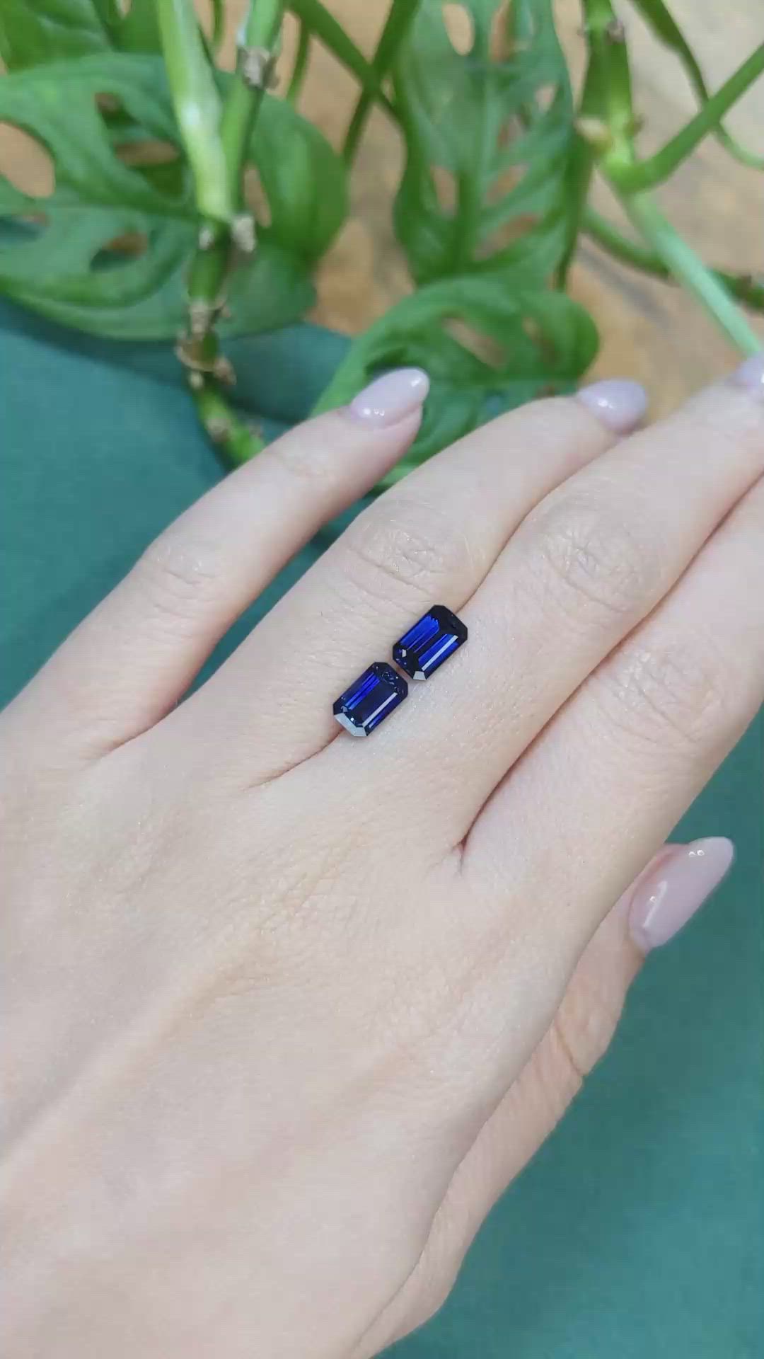 3.13 Ct.Tw.Total Carat Weight Blue Sapphire Pair from Ceylon (Sri Lanka) Size Video