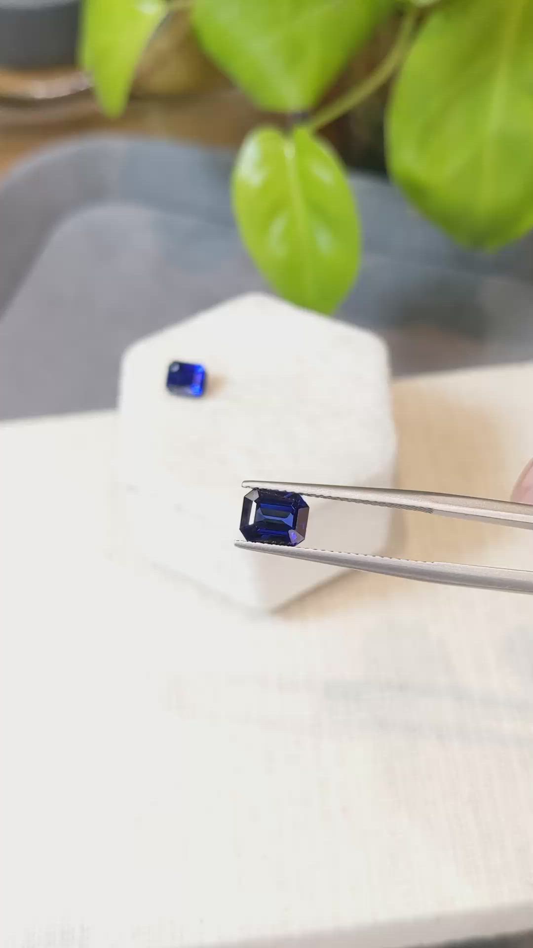 3.26 Ct.Tw.Total Carat Weight Blue Sapphire Pair from Ceylon (Sri Lanka) Size Video