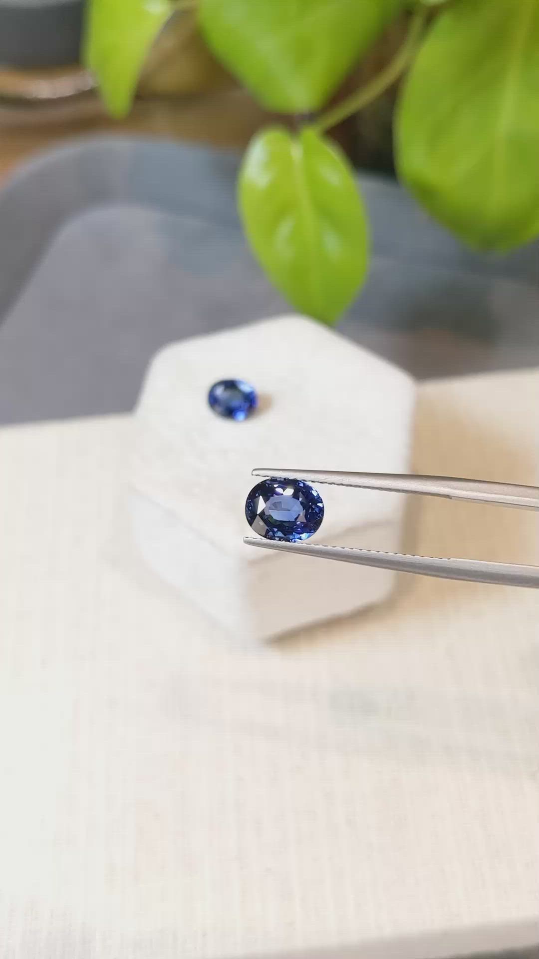 4.38 Ct.Tw.Total Carat Weight Blue Sapphire Pair from Ceylon (Sri Lanka) Size Video