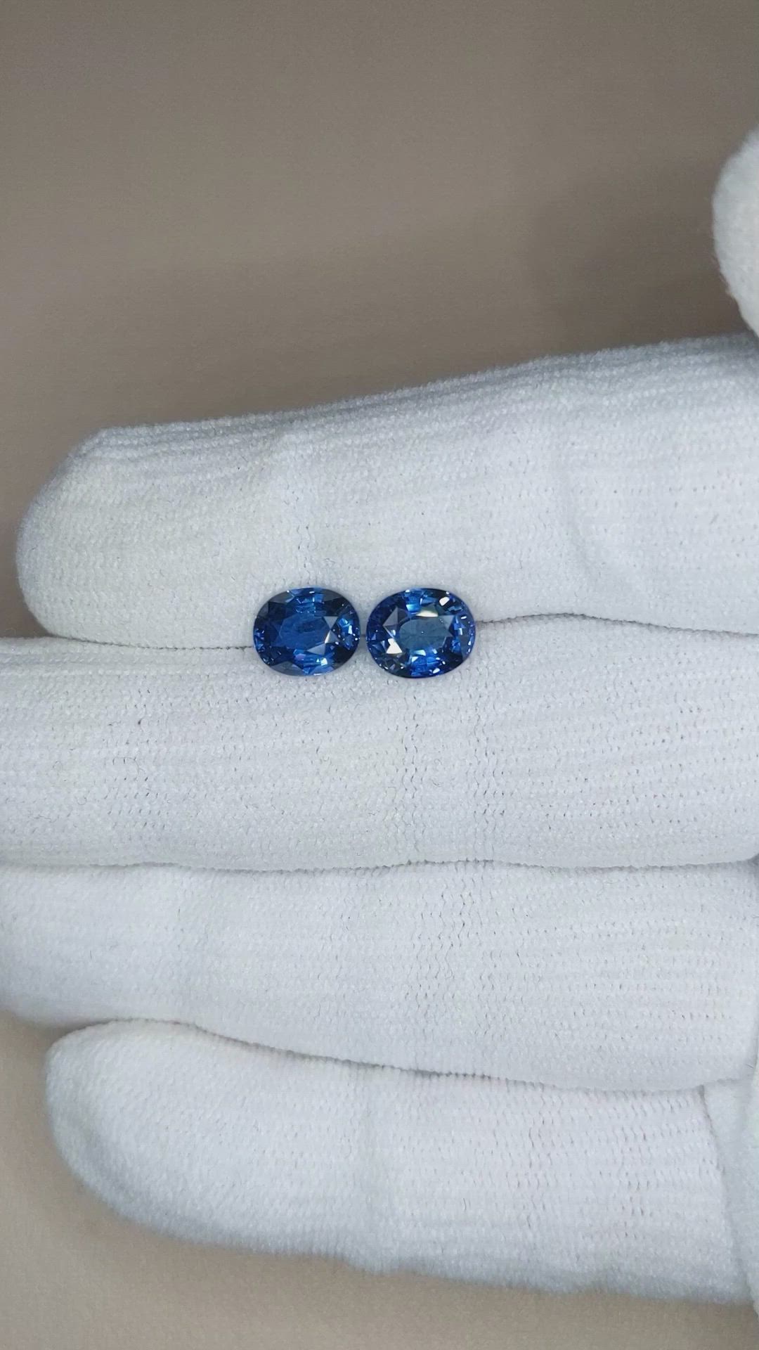 4.38 Ct.Tw.Total Carat Weight Blue Sapphire Pair from Ceylon (Sri Lanka) Size Video