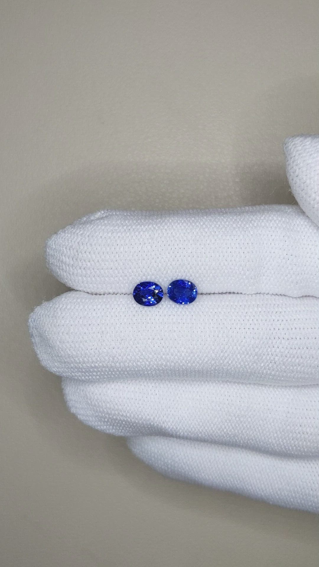 1.35 Ct.Tw.Total Carat Weight Blue Sapphire Pair from Ceylon (Sri Lanka) Size Video