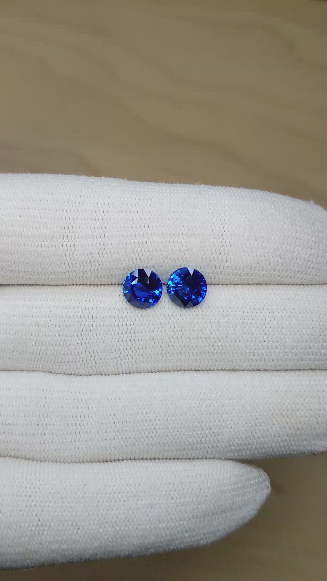 3.31 Ct.Tw.Total Carat Weight Blue Sapphire Pair from Madagascar Size Video