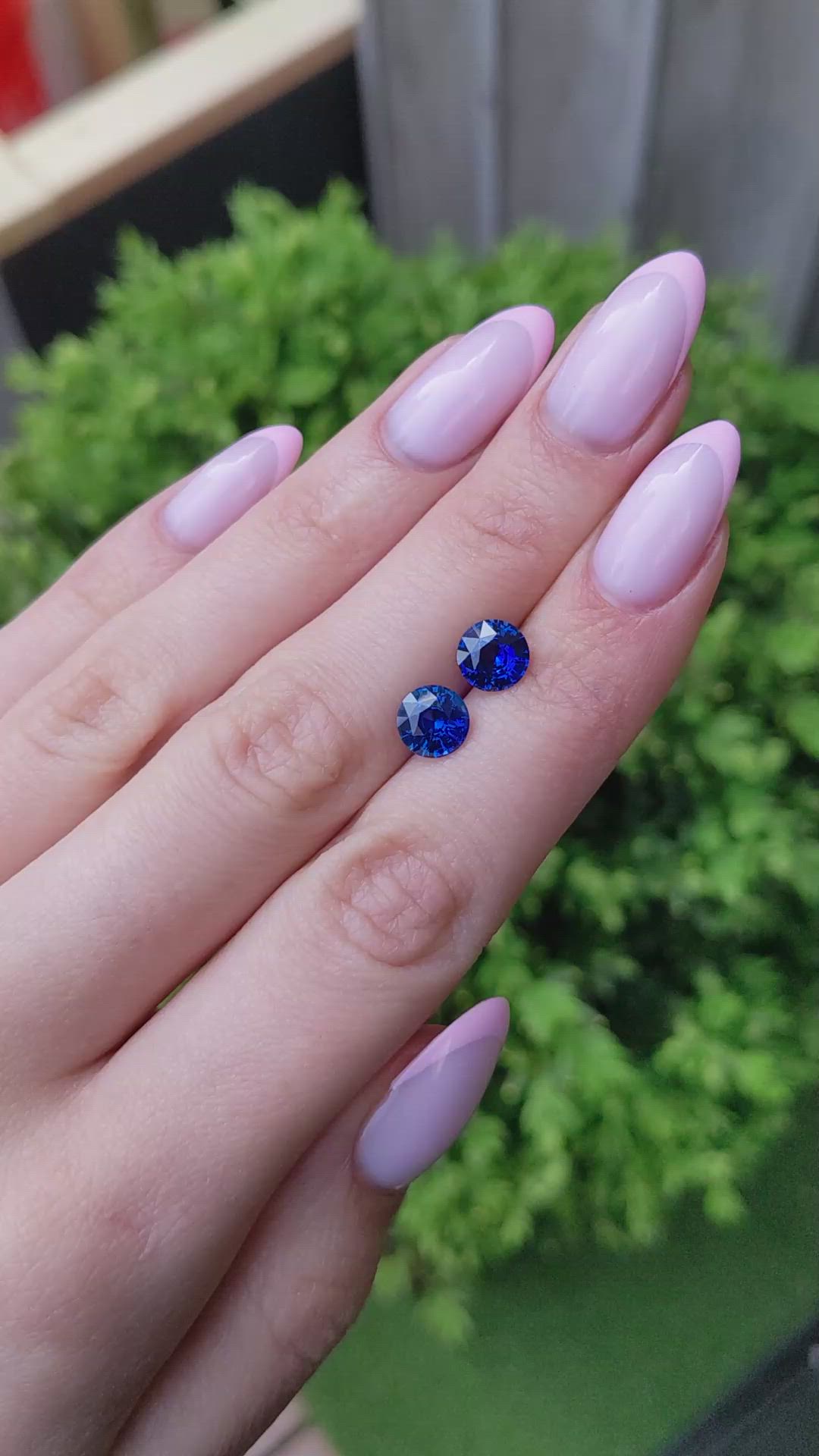 3.31 Ct.Tw.Total Carat Weight Blue Sapphire Pair from Madagascar Size Video