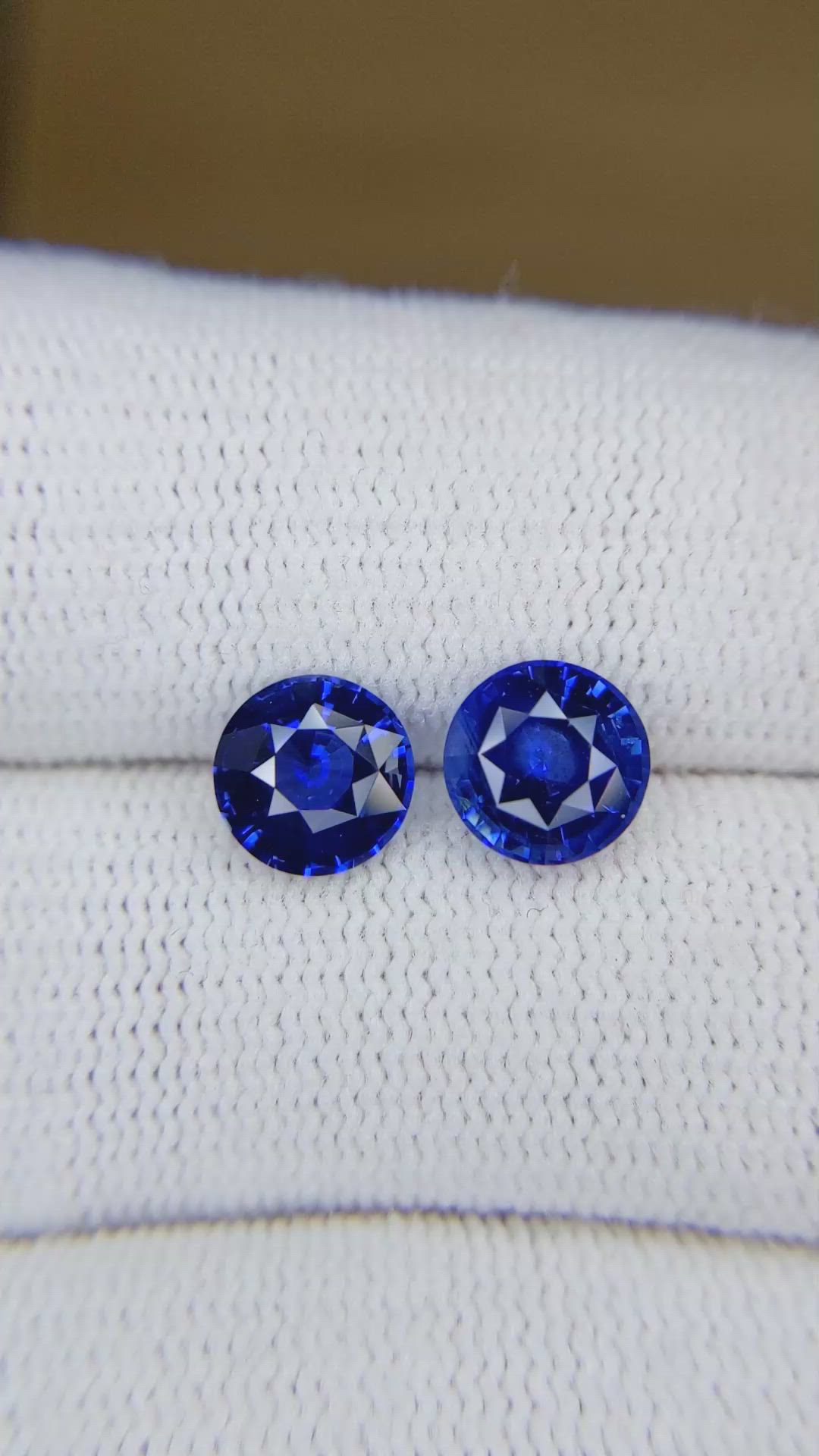 3.31 Ct.Tw.Total Carat Weight Blue Sapphire Pair from Madagascar Size Video