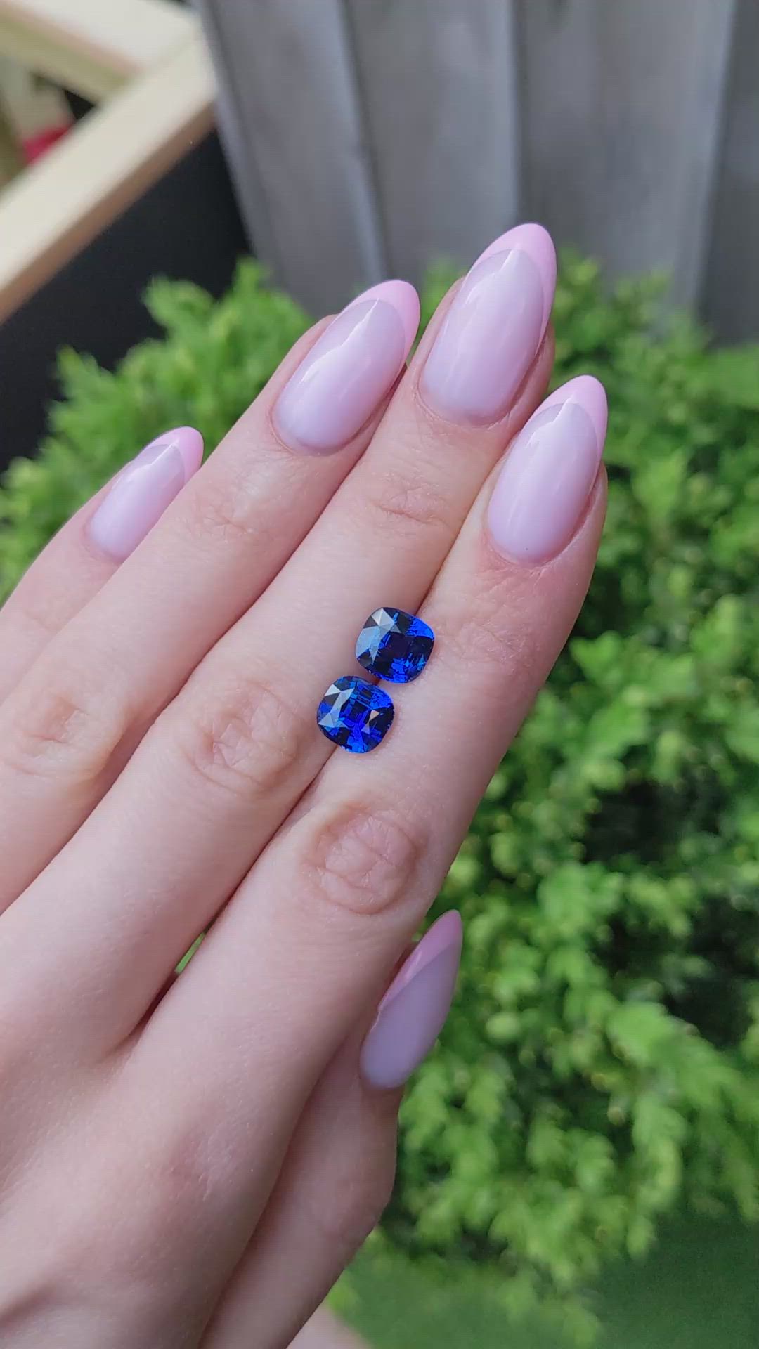 5.53 Ct.Tw.Total Carat Weight Blue Sapphire Pair from Madagascar Size Video