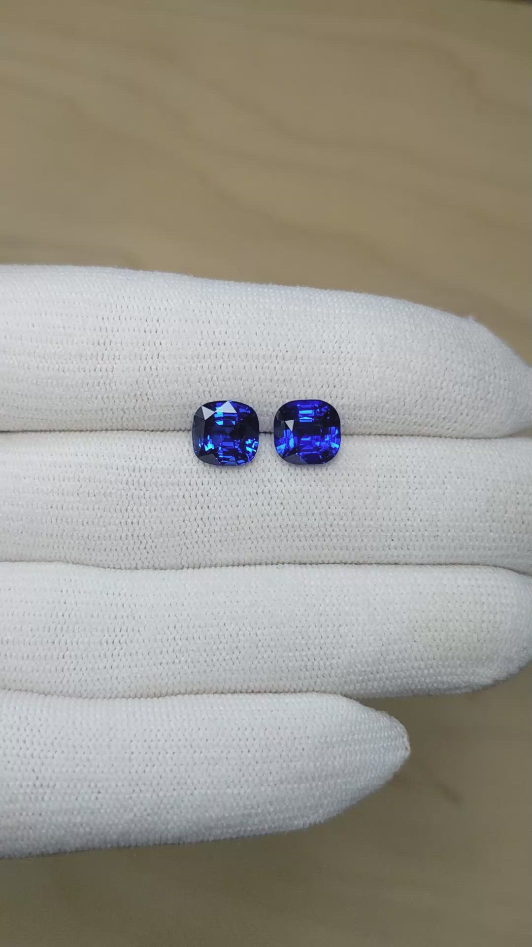 5.53 Ct.Tw.Total Carat Weight Blue Sapphire Pair from Madagascar Size Video