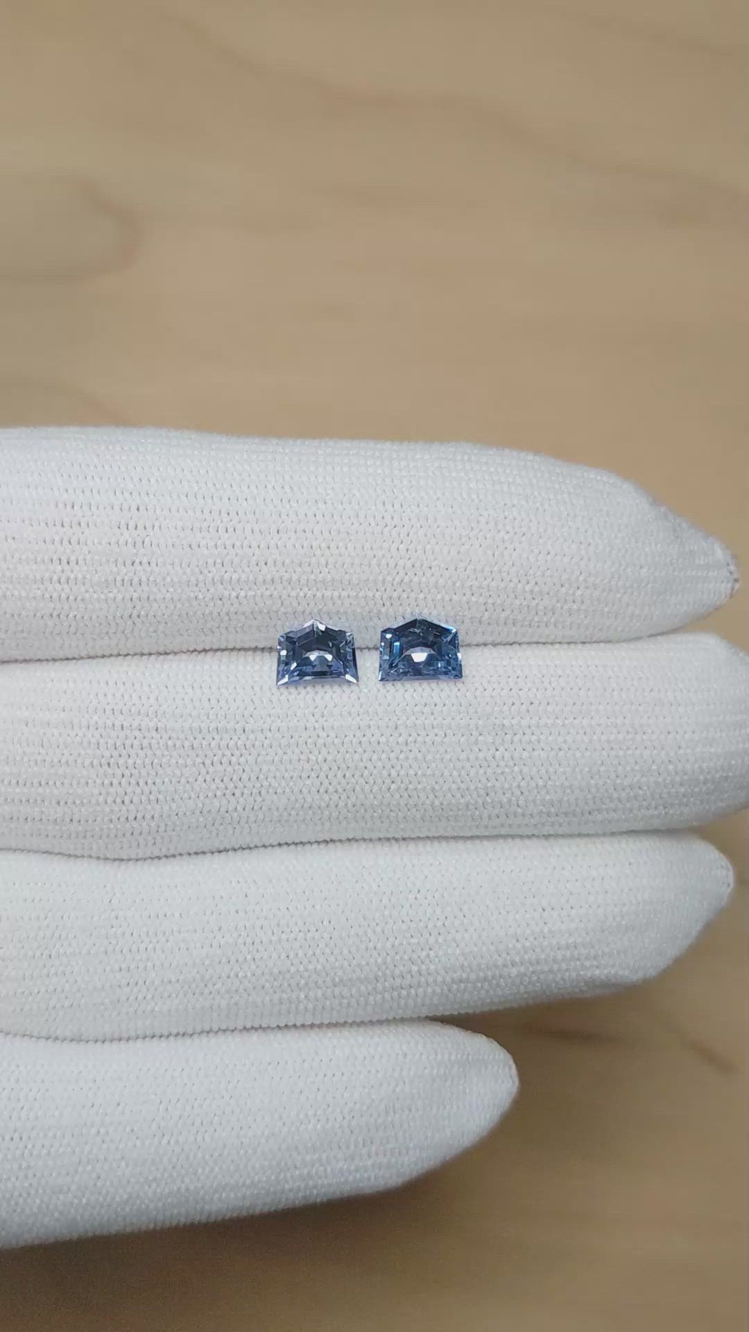2.57 Ct.Tw.Total Carat Weight Blue Sapphire Pair from Ceylon (Sri Lanka) Size Video