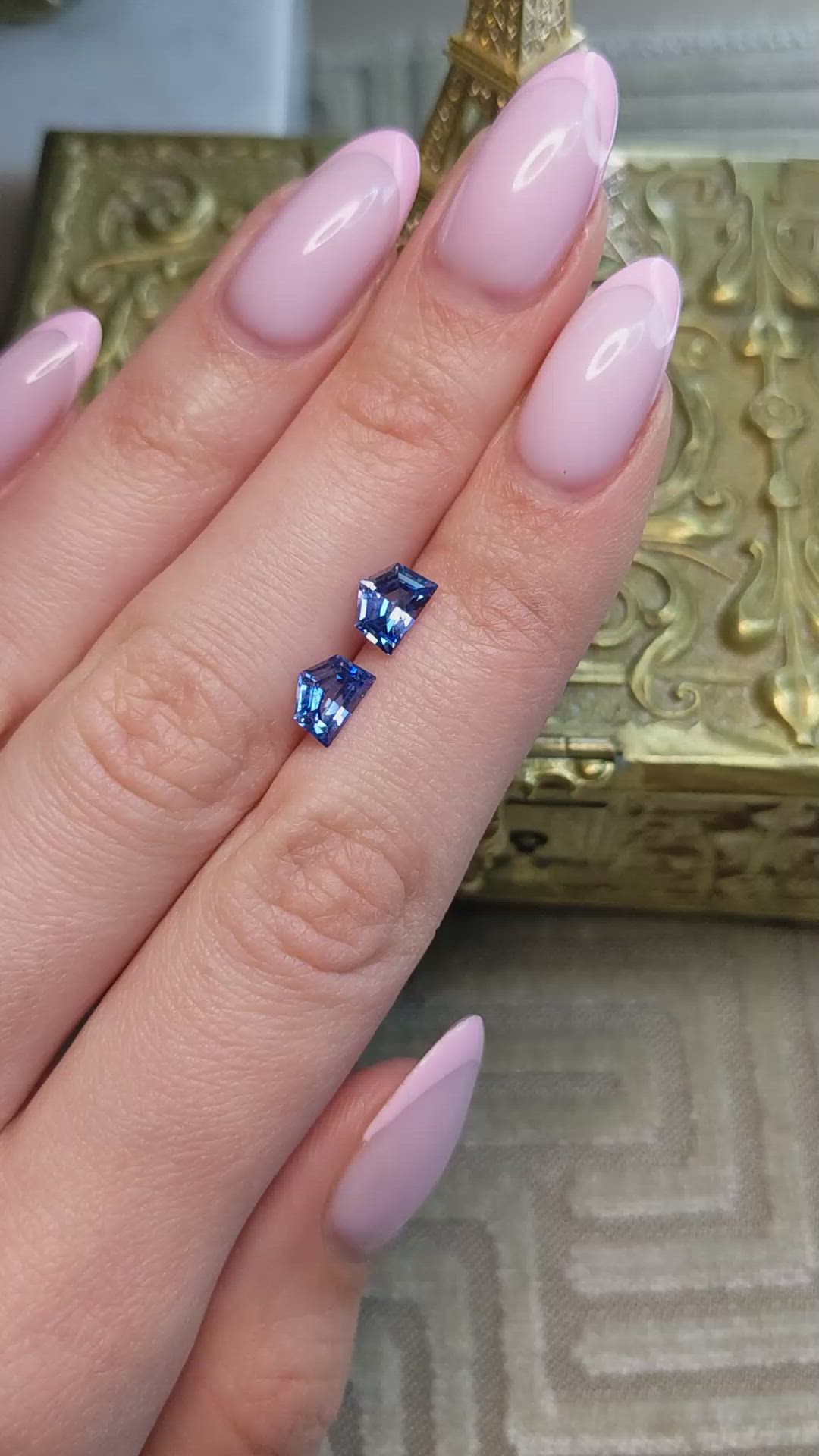 2.35 Ct.Tw.Total Carat Weight Blue Sapphire Pair from Ceylon (Sri Lanka) Size Video