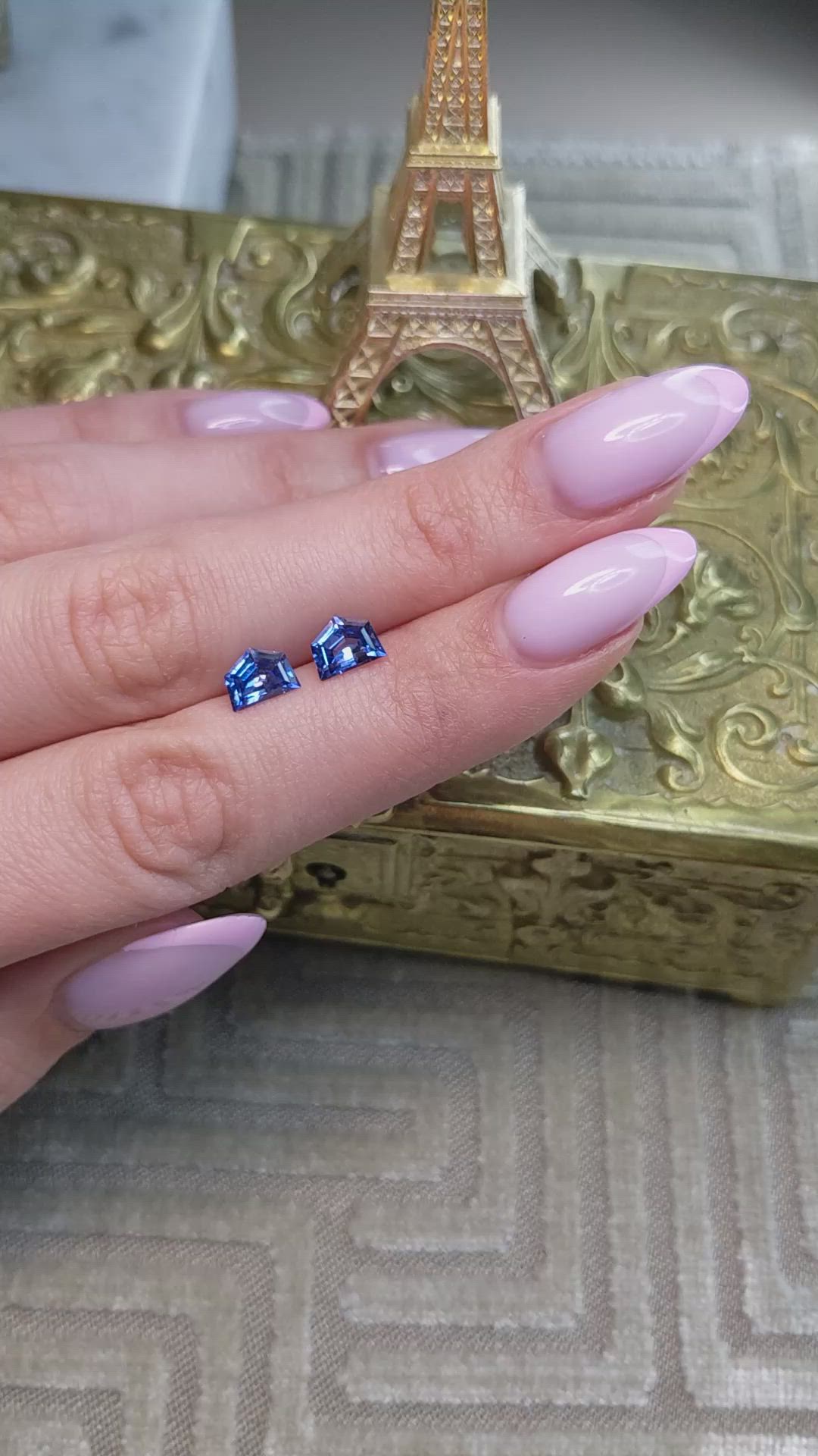 2.35 Ct.Tw.Total Carat Weight Blue Sapphire Pair from Ceylon (Sri Lanka) Size Video