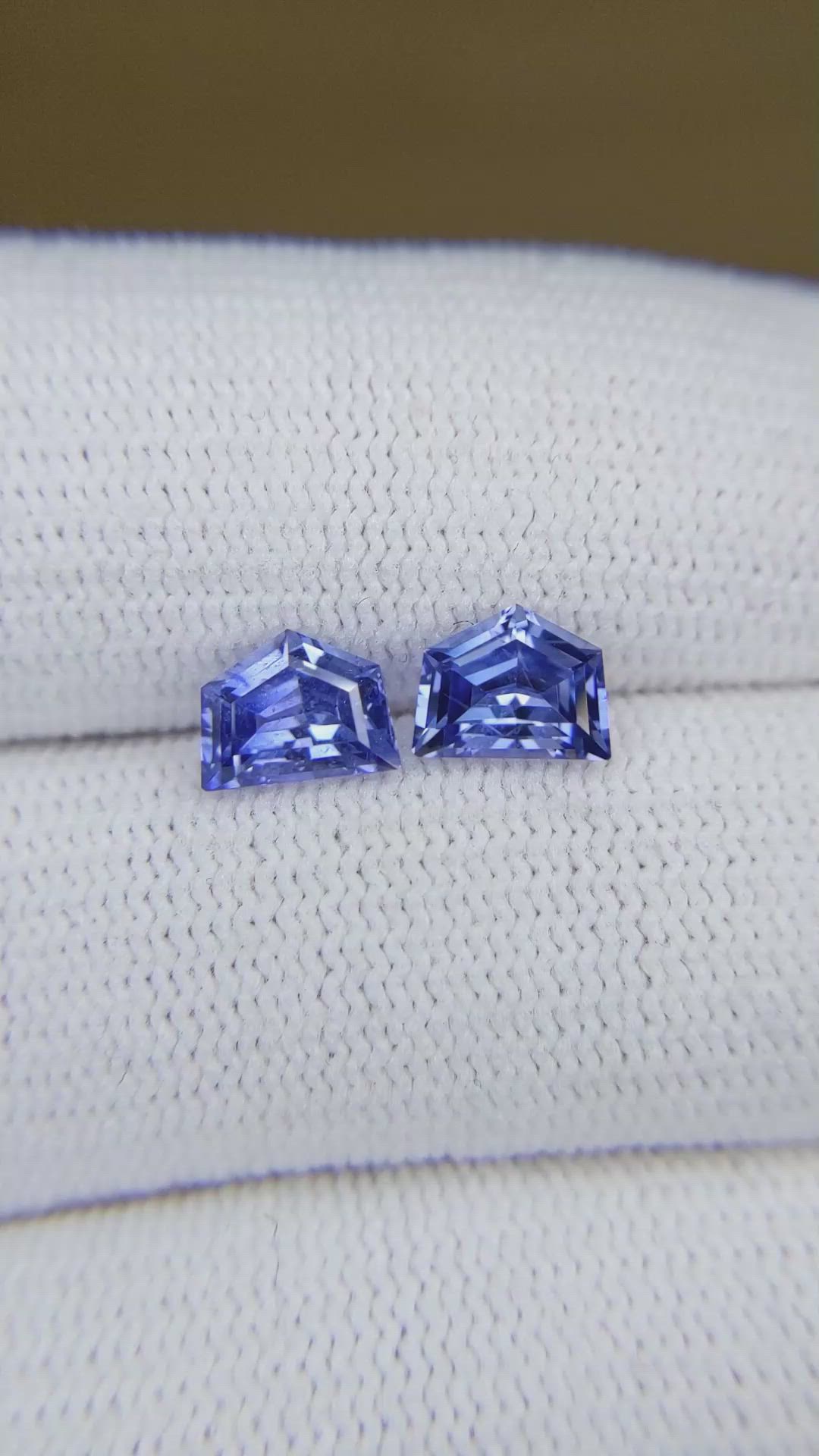2.35 Ct.Tw.Total Carat Weight Blue Sapphire Pair from Ceylon (Sri Lanka) Size Video
