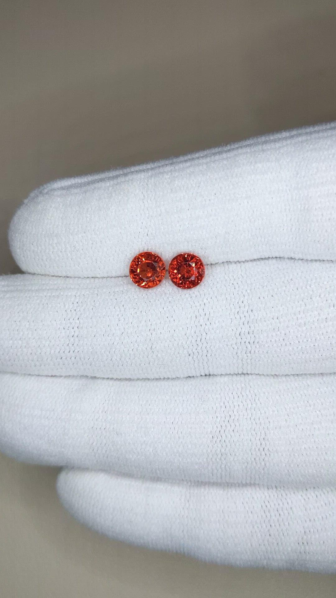 2.15 Ct.Tw.Total Carat Weight Orange Sapphire Pair from Ceylon (Sri Lanka) Size Video