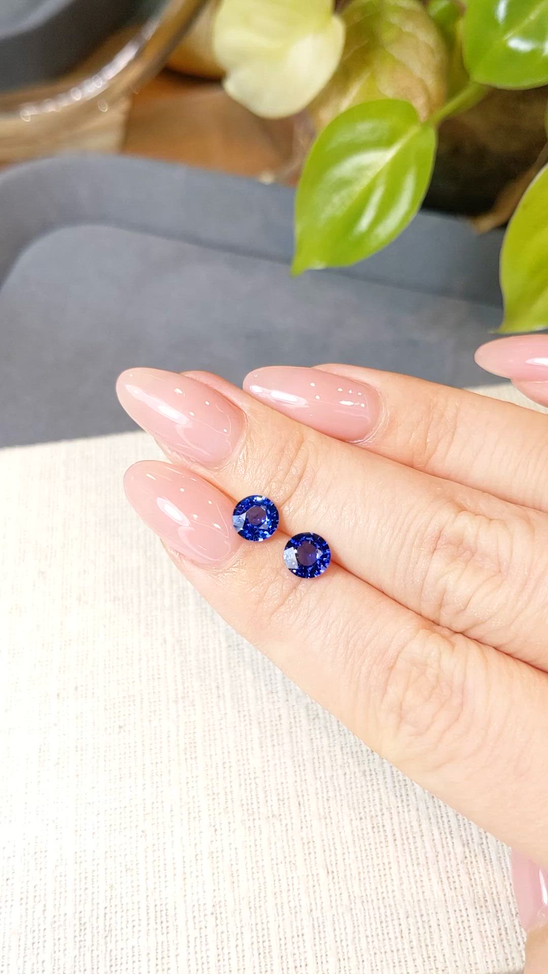 1.99 Ct.Tw.Total Carat Weight Blue Sapphire Pair from Ceylon (Sri Lanka) Size Video