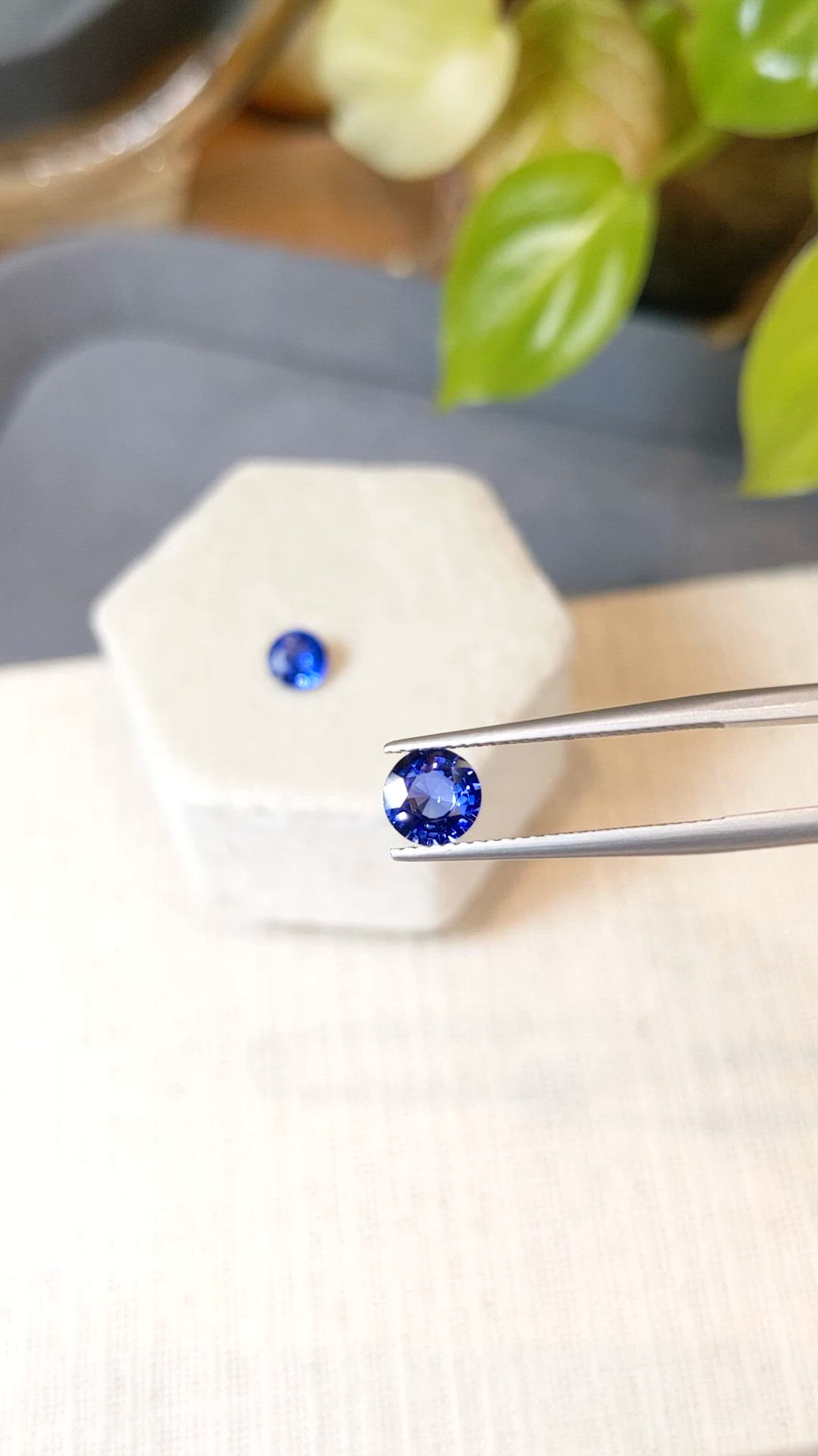 1.99 Ct.Tw.Total Carat Weight Blue Sapphire Pair from Ceylon (Sri Lanka) Size Video