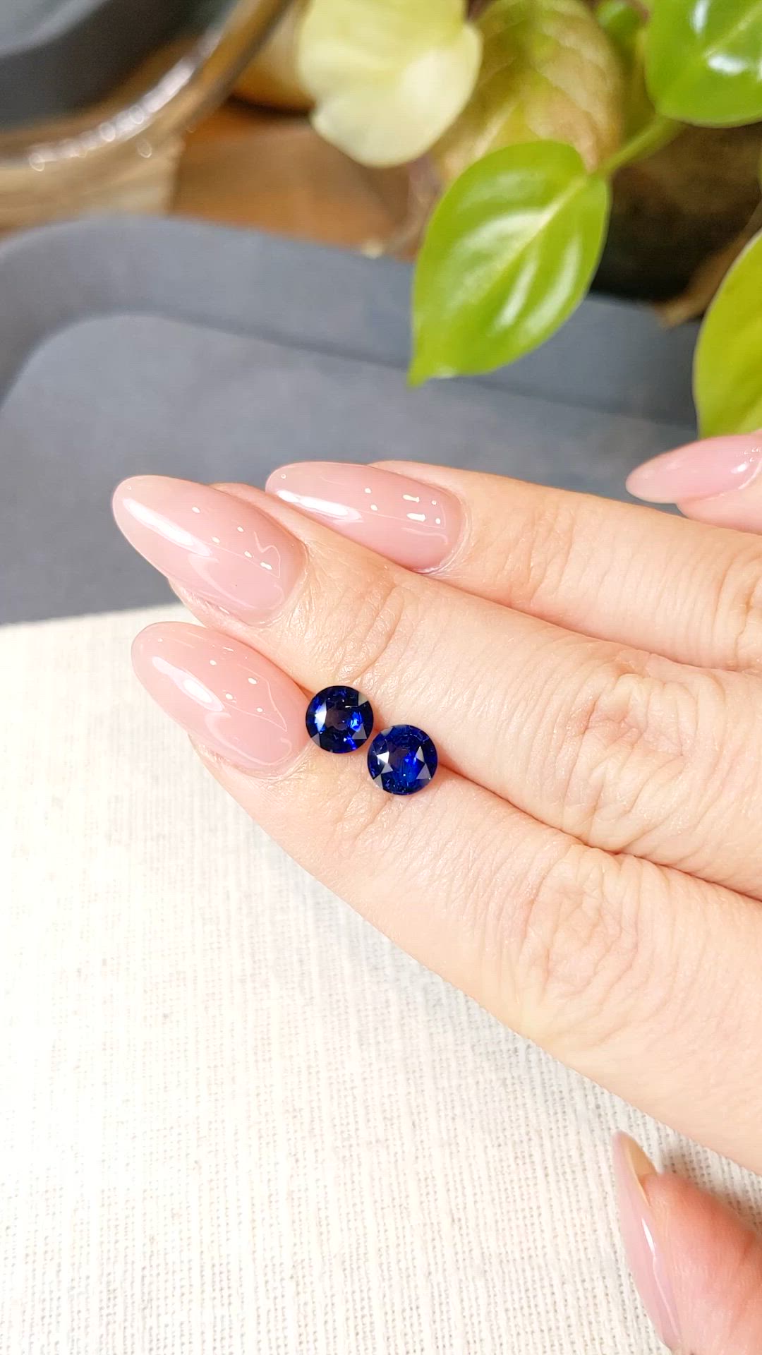 2.08 Ct.Tw.Total Carat Weight Blue Sapphire Pair from Ceylon (Sri Lanka) Size Video