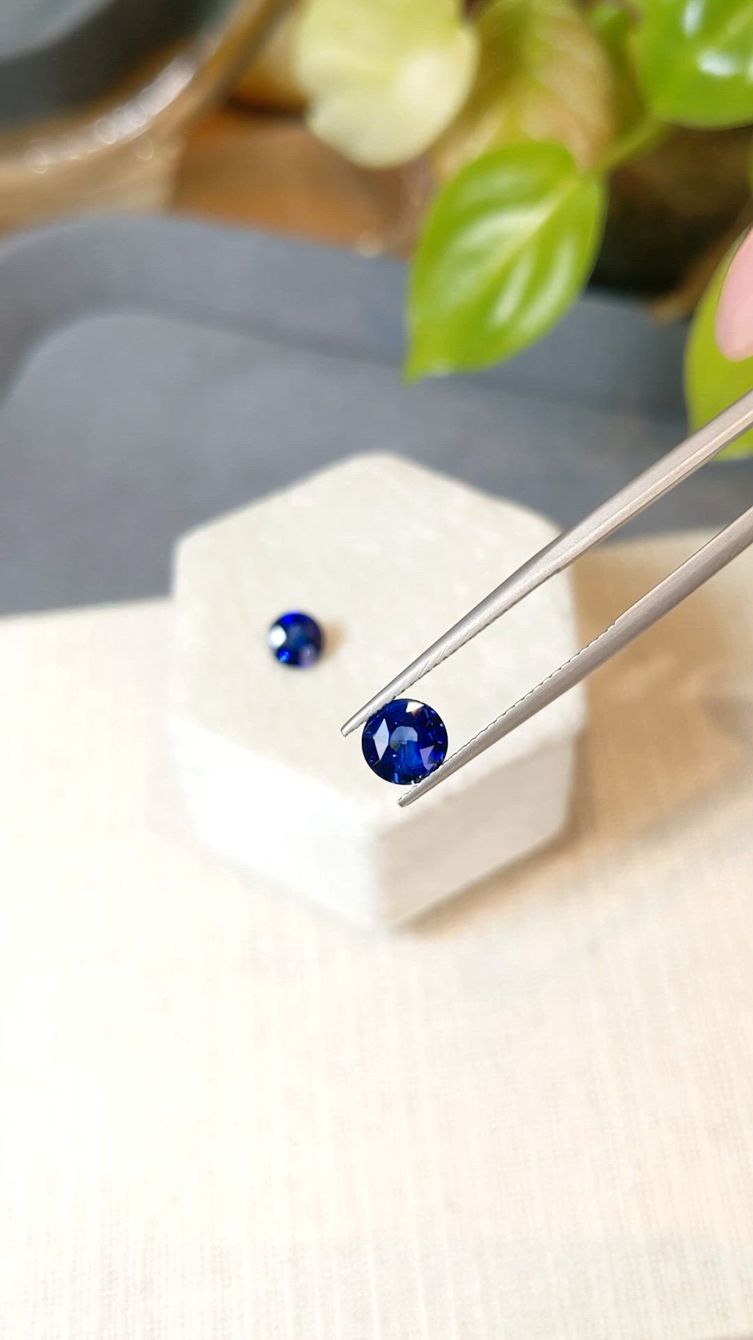 2.08 Ct.Tw.Total Carat Weight Blue Sapphire Pair from Ceylon (Sri Lanka) Size Video