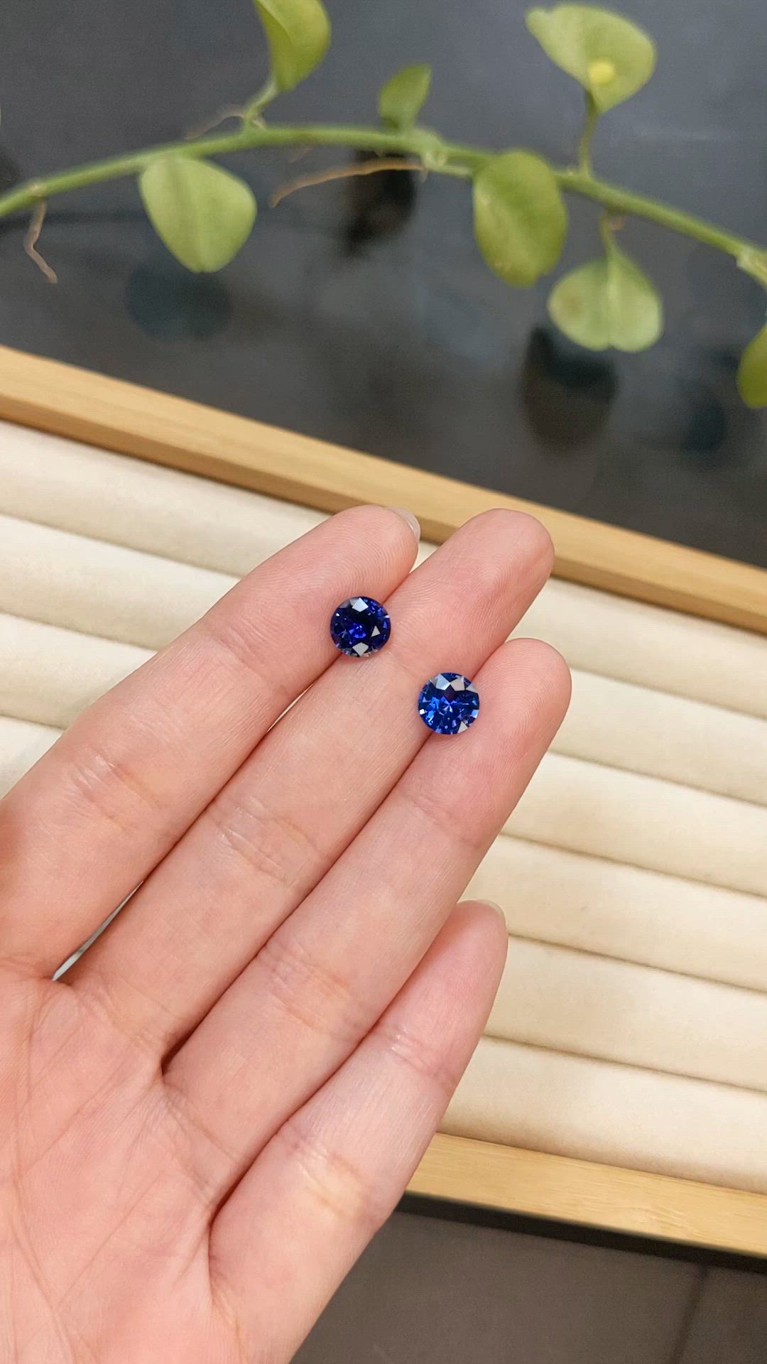 2.91&nbsp;Ct.Tw.Total Carat Weight Blue Sapphire Pair from Ceylon (Sri Lanka) Size Video