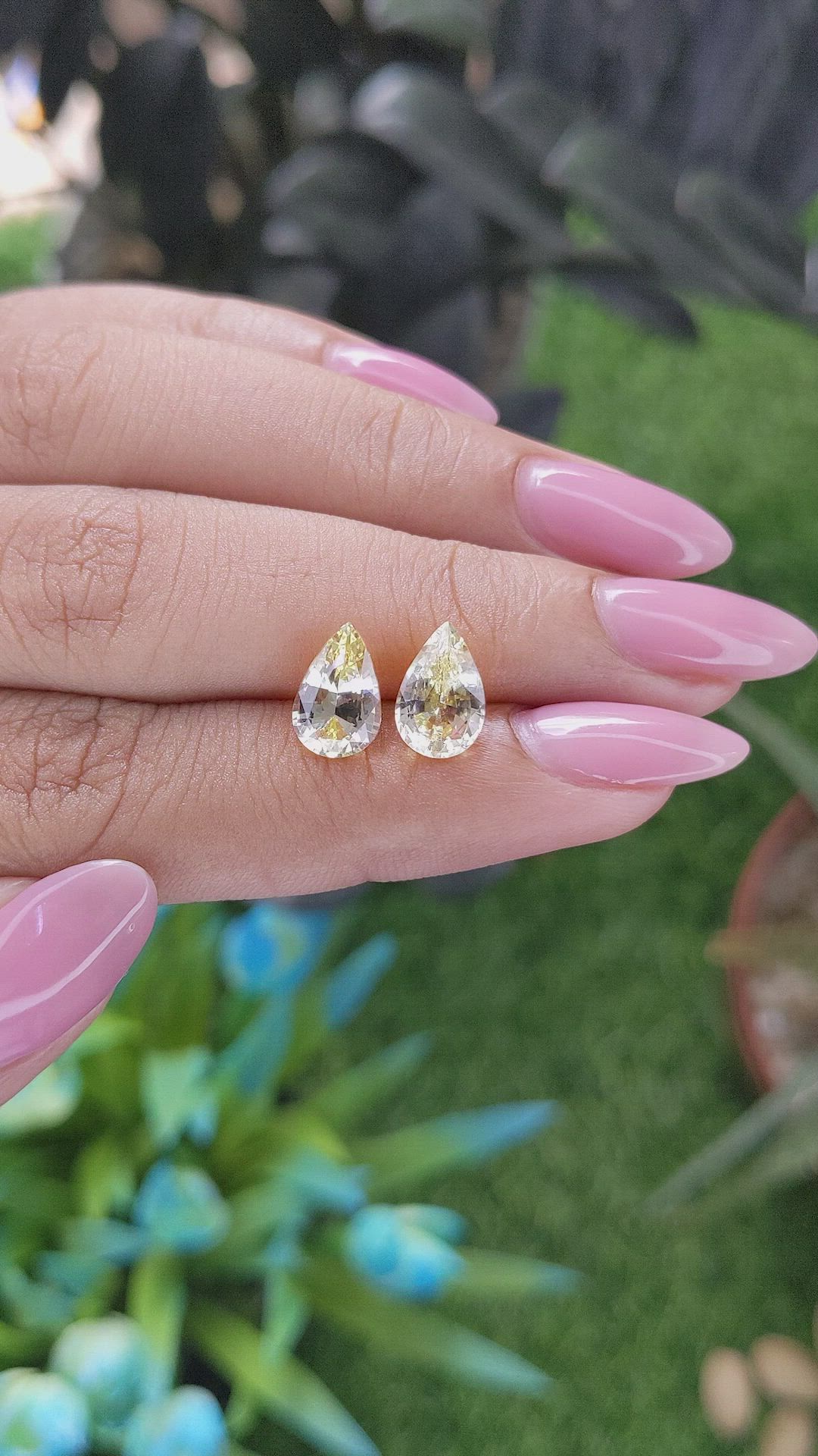 3.68 Ct.Tw.Total Carat Weight Yellow Sapphire Pair from Ceylon (Sri Lanka) Size Video