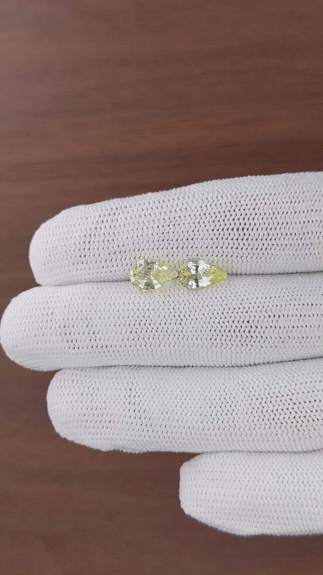 3.68 Ct.Tw.Total Carat Weight Yellow Sapphire Pair from Ceylon (Sri Lanka) Size Video