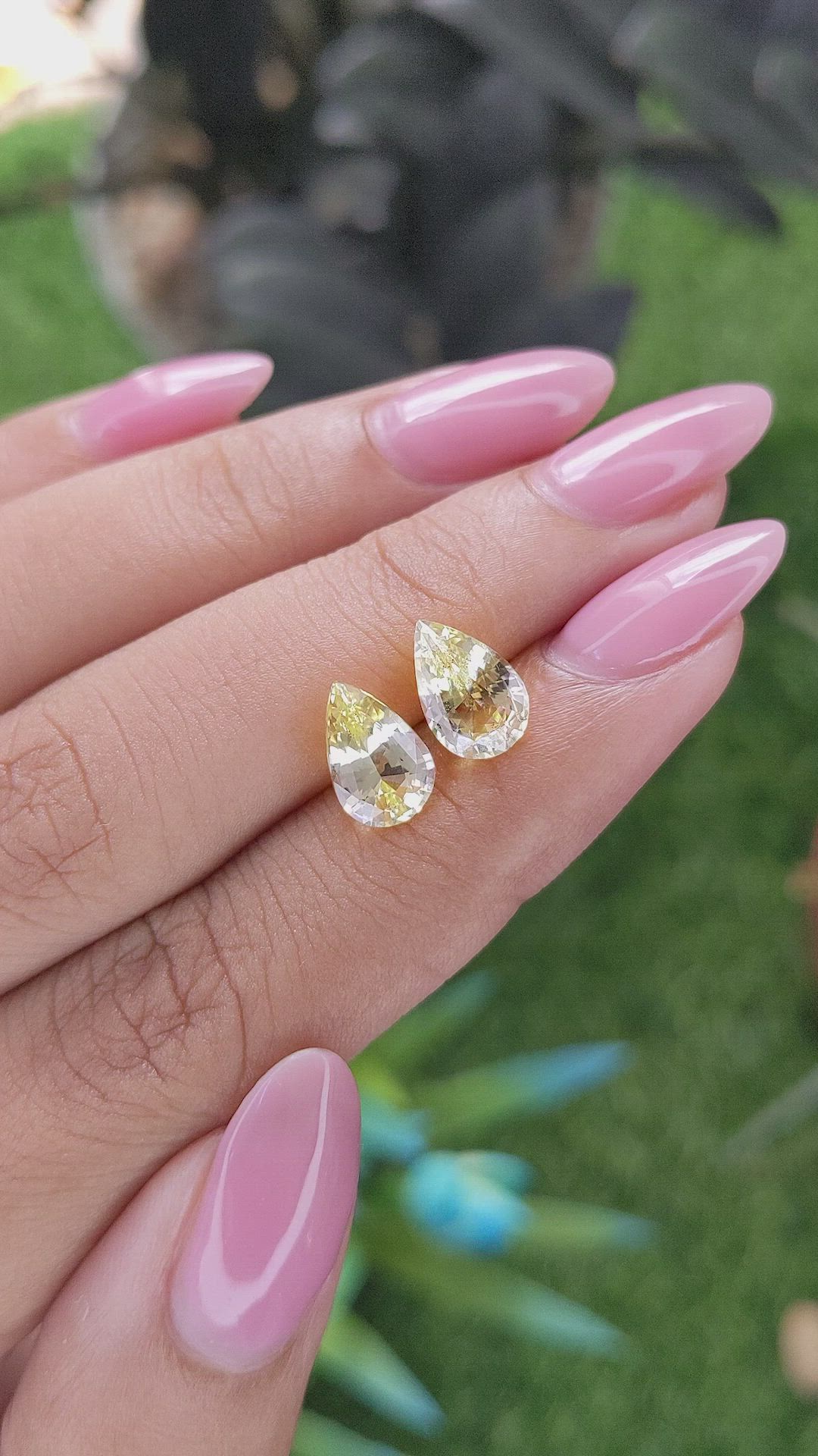 3.68 Ct.Tw.Total Carat Weight Yellow Sapphire Pair from Ceylon (Sri Lanka) Size Video