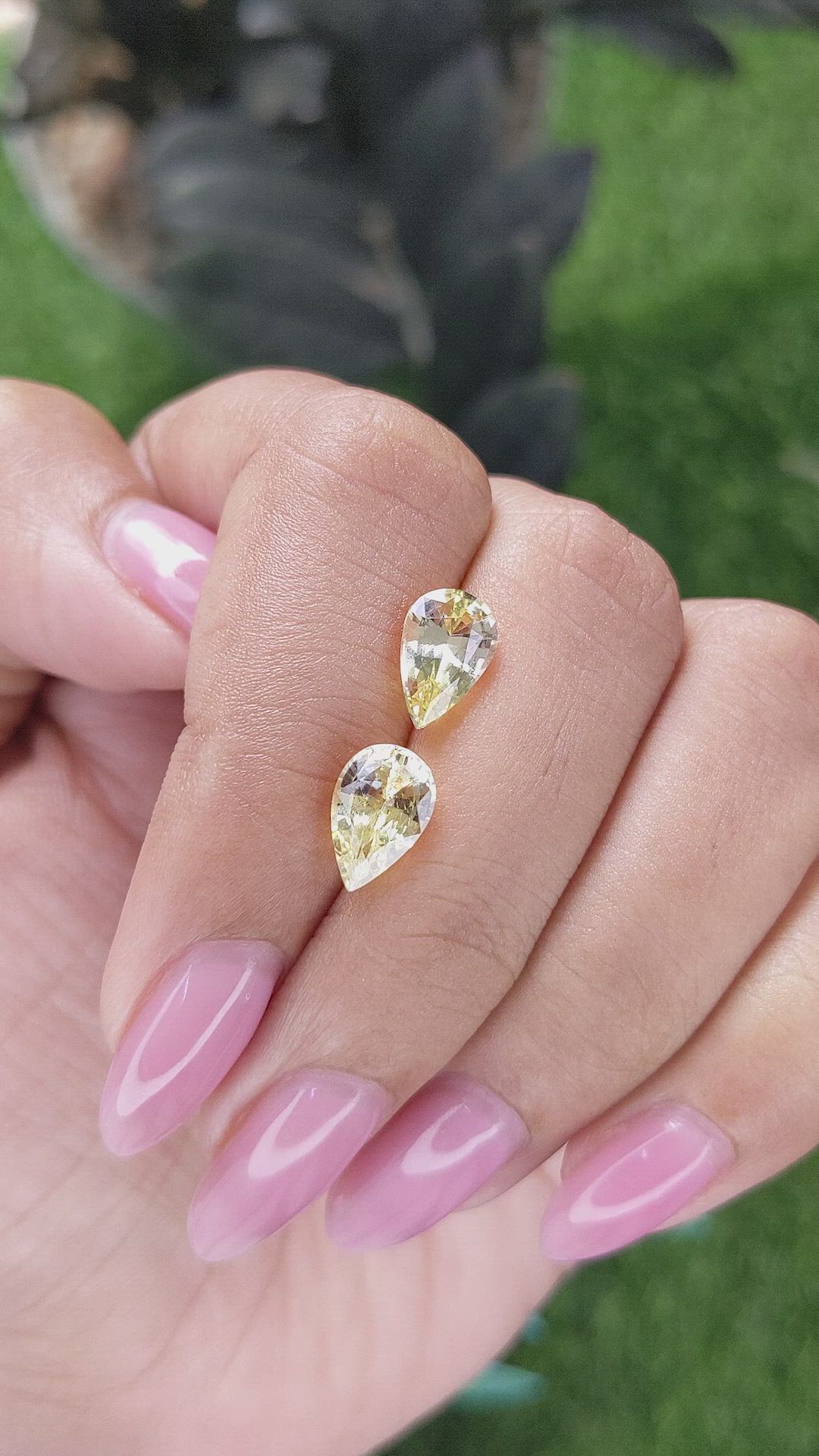 3.68 Ct.Tw.Total Carat Weight Yellow Sapphire Pair from Ceylon (Sri Lanka) Size Video