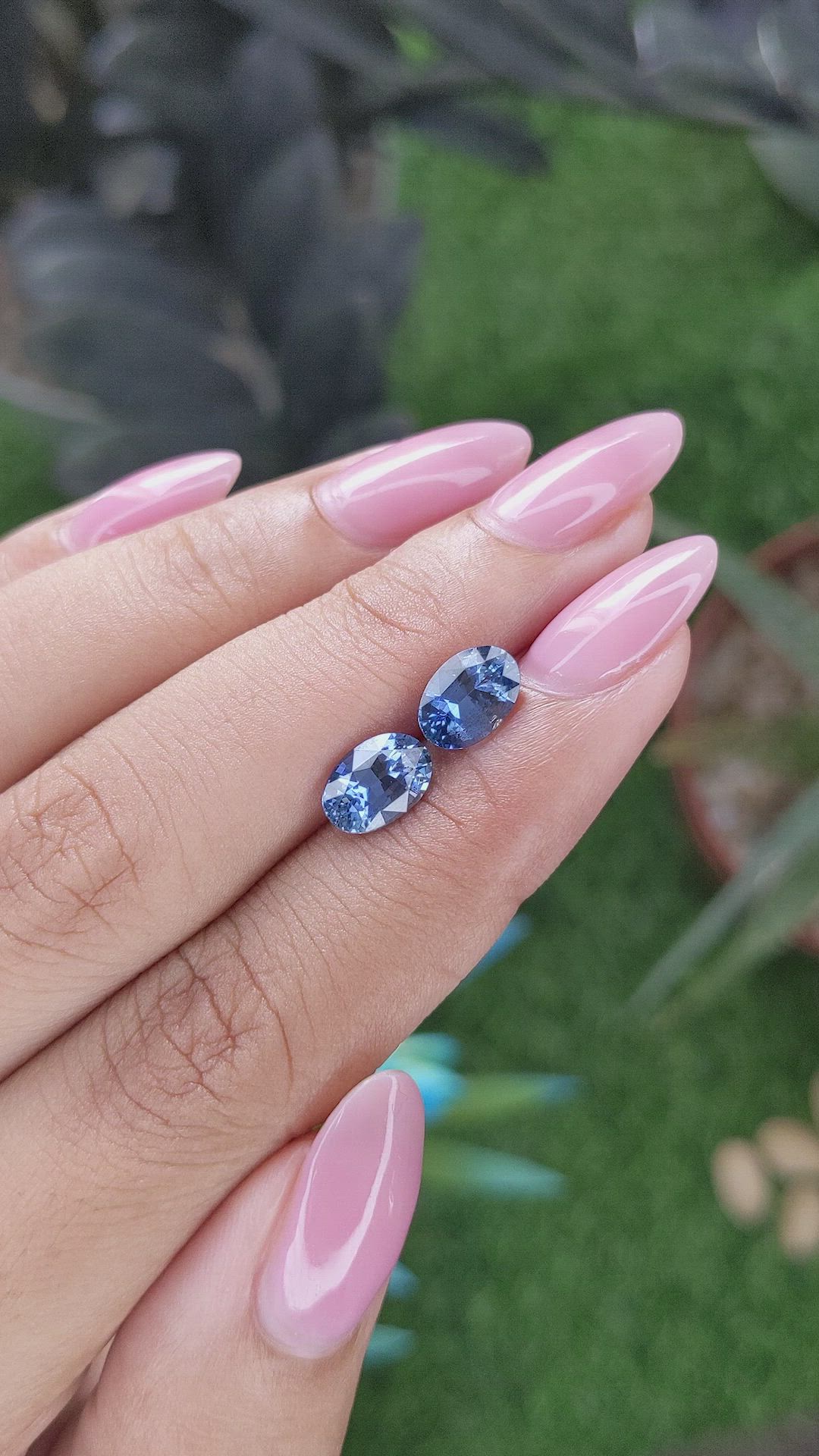 3.11 Ct.Tw.Total Carat Weight Blue Sapphire Pair from Africa Size Video