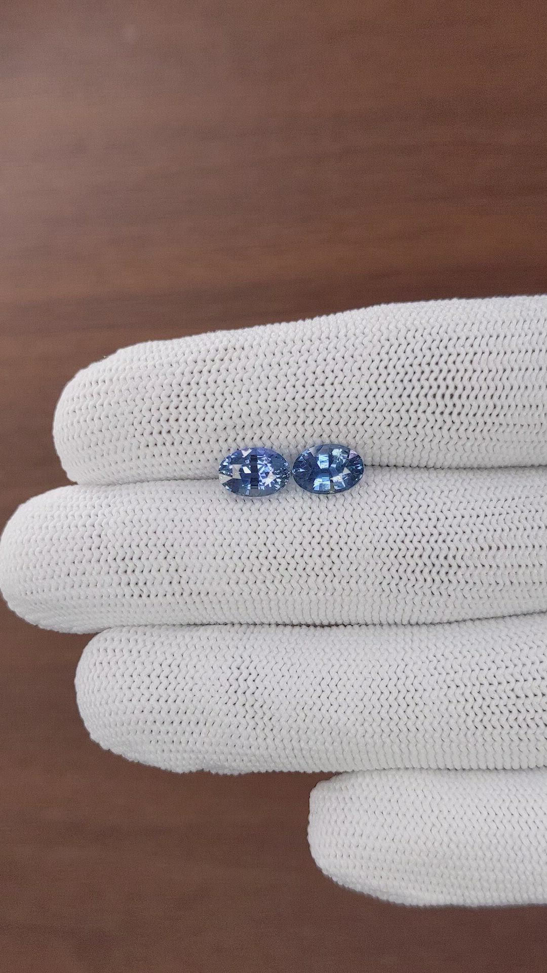 3.11 Ct.Tw.Total Carat Weight Blue Sapphire Pair from Africa Size Video