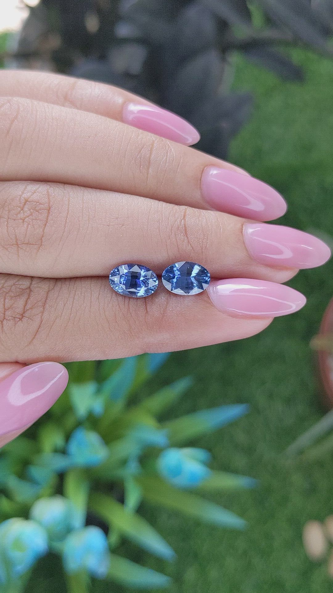 3.11 Ct.Tw.Total Carat Weight Blue Sapphire Pair from Africa Size Video
