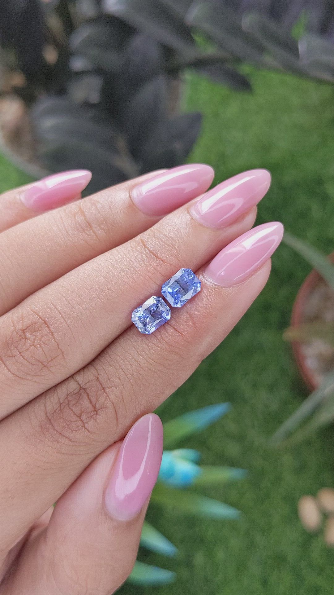 2.73 Ct.Tw.Total Carat Weight Blue Sapphire Pair from Ceylon (Sri Lanka) Size Video