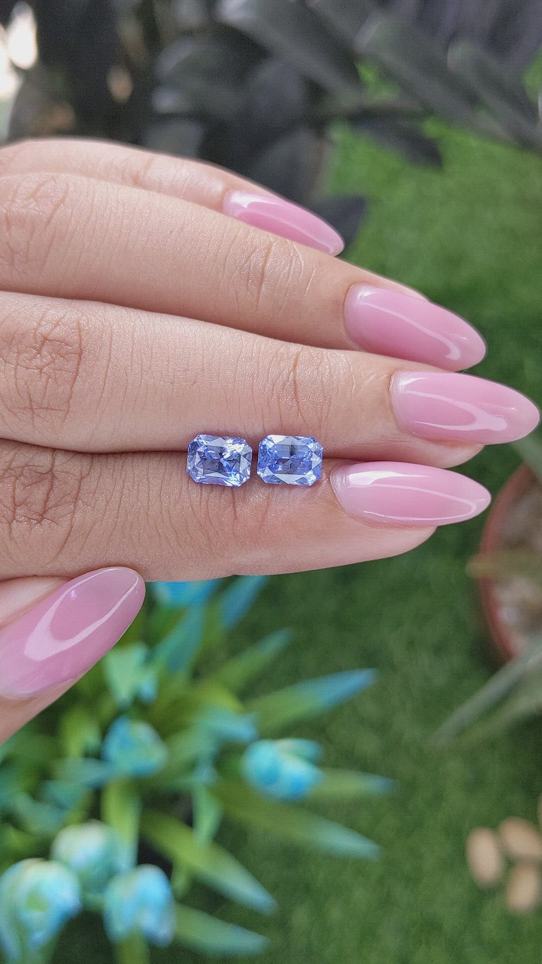 2.73 Ct.Tw.Total Carat Weight Blue Sapphire Pair from Ceylon (Sri Lanka) Size Video