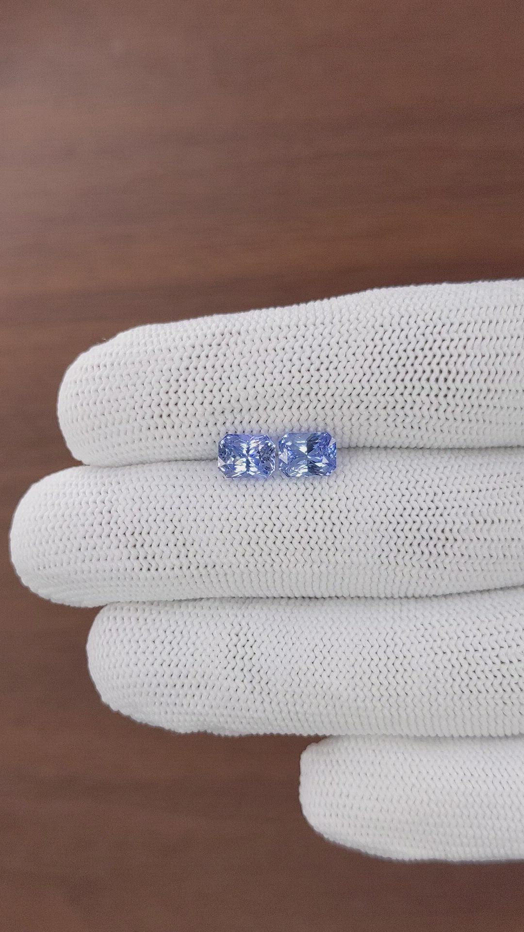 2.73 Ct.Tw.Total Carat Weight Blue Sapphire Pair from Ceylon (Sri Lanka) Size Video