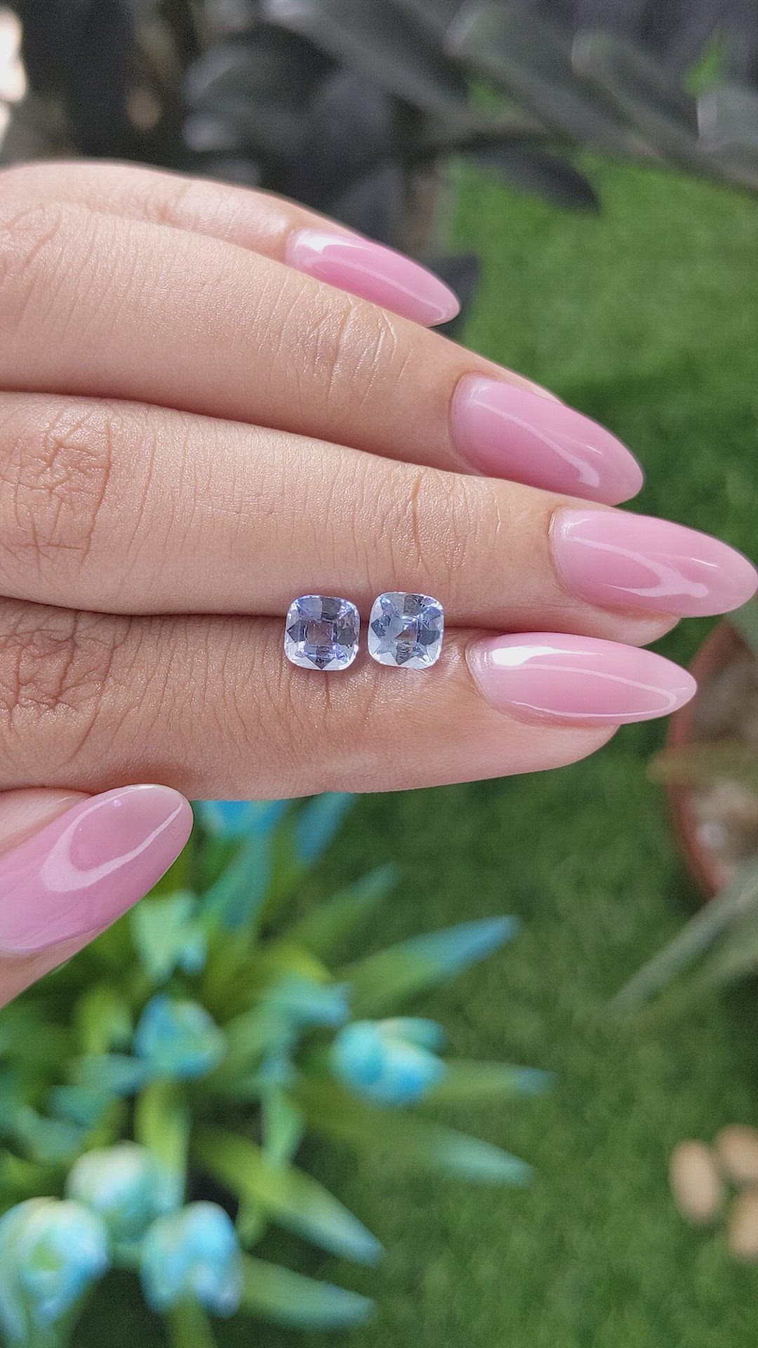 2.04 Ct.Tw.Total Carat Weight Blue Sapphire Pair from Ceylon (Sri Lanka) Size Video