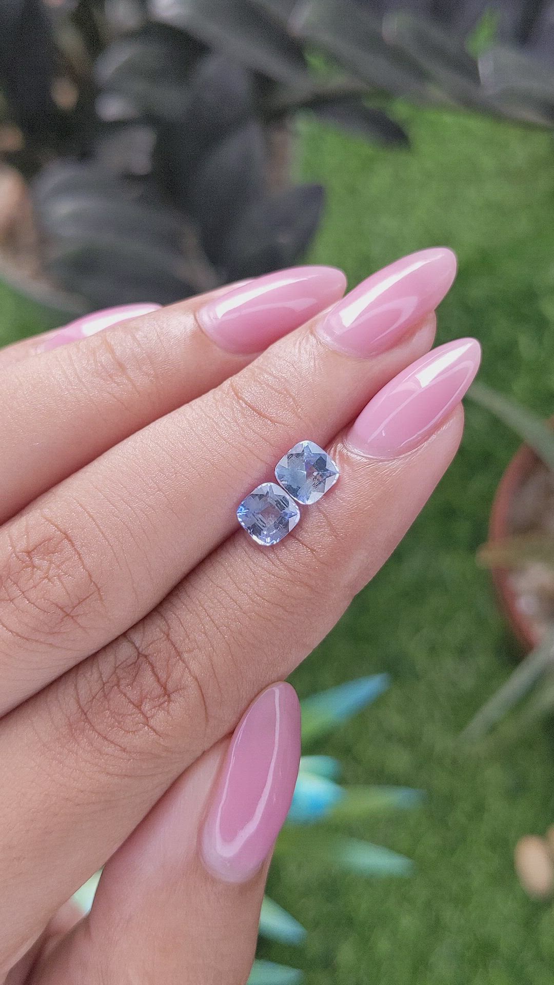 2.04 Ct.Tw.Total Carat Weight Blue Sapphire Pair from Ceylon (Sri Lanka) Size Video
